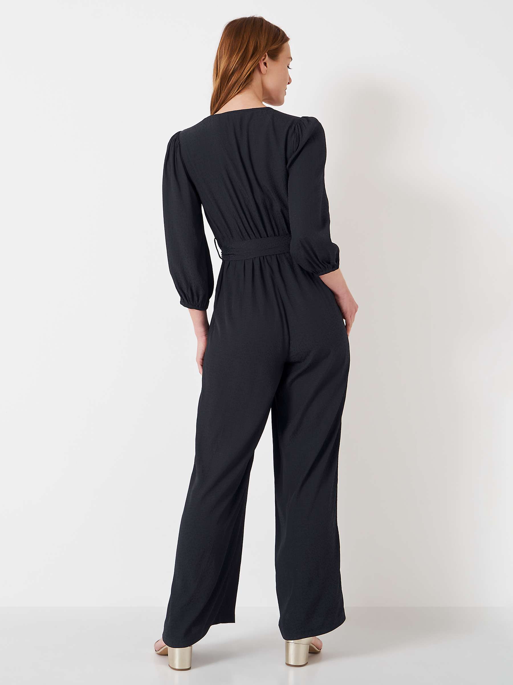 Buy Crew Clothing Celeste Jacquard Jumpsuit, Black Online at johnlewis.com