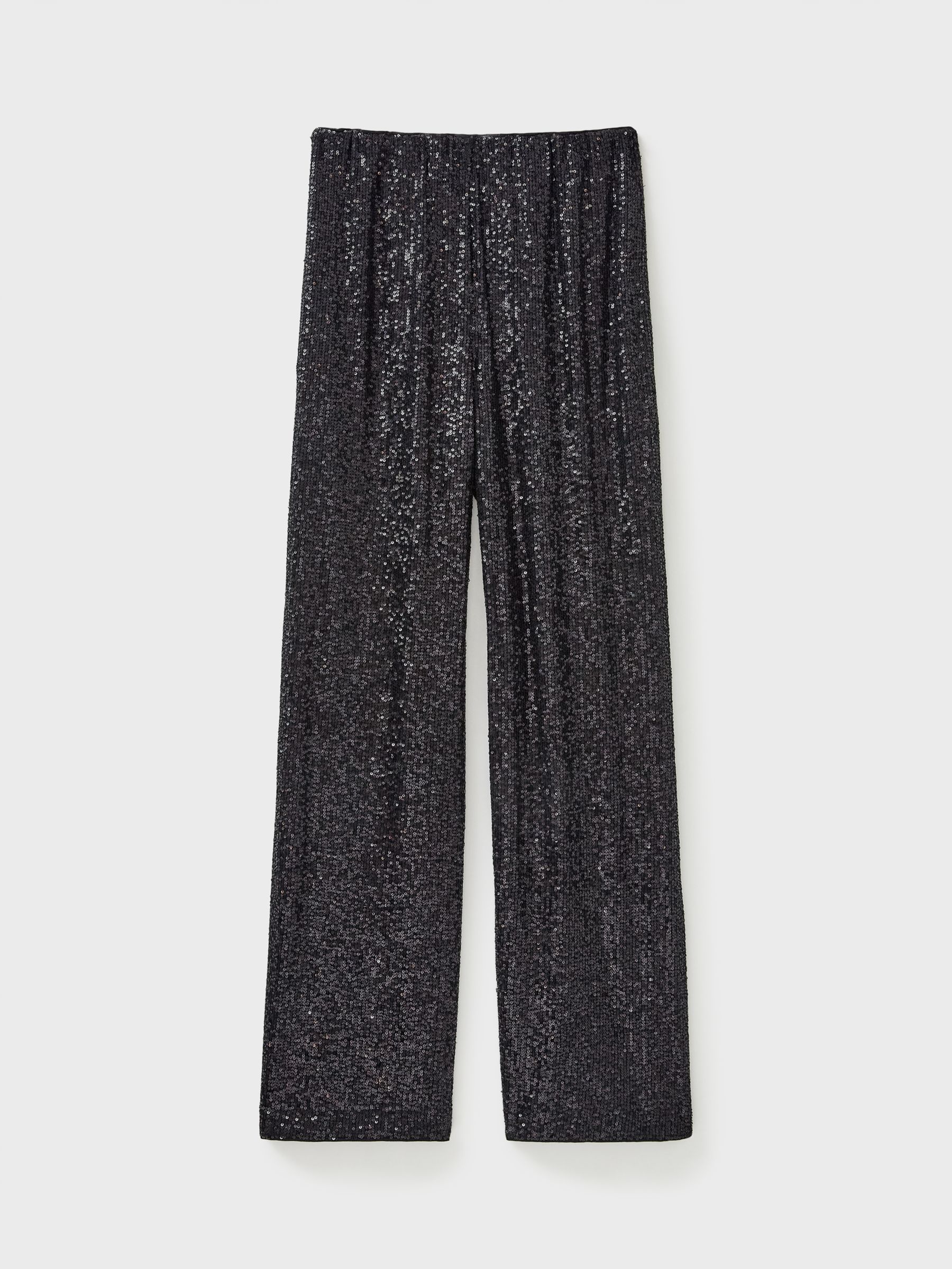 Buy Crew Clothing Eve Sequin Wide Leg Trousers, Black Online at johnlewis.com
