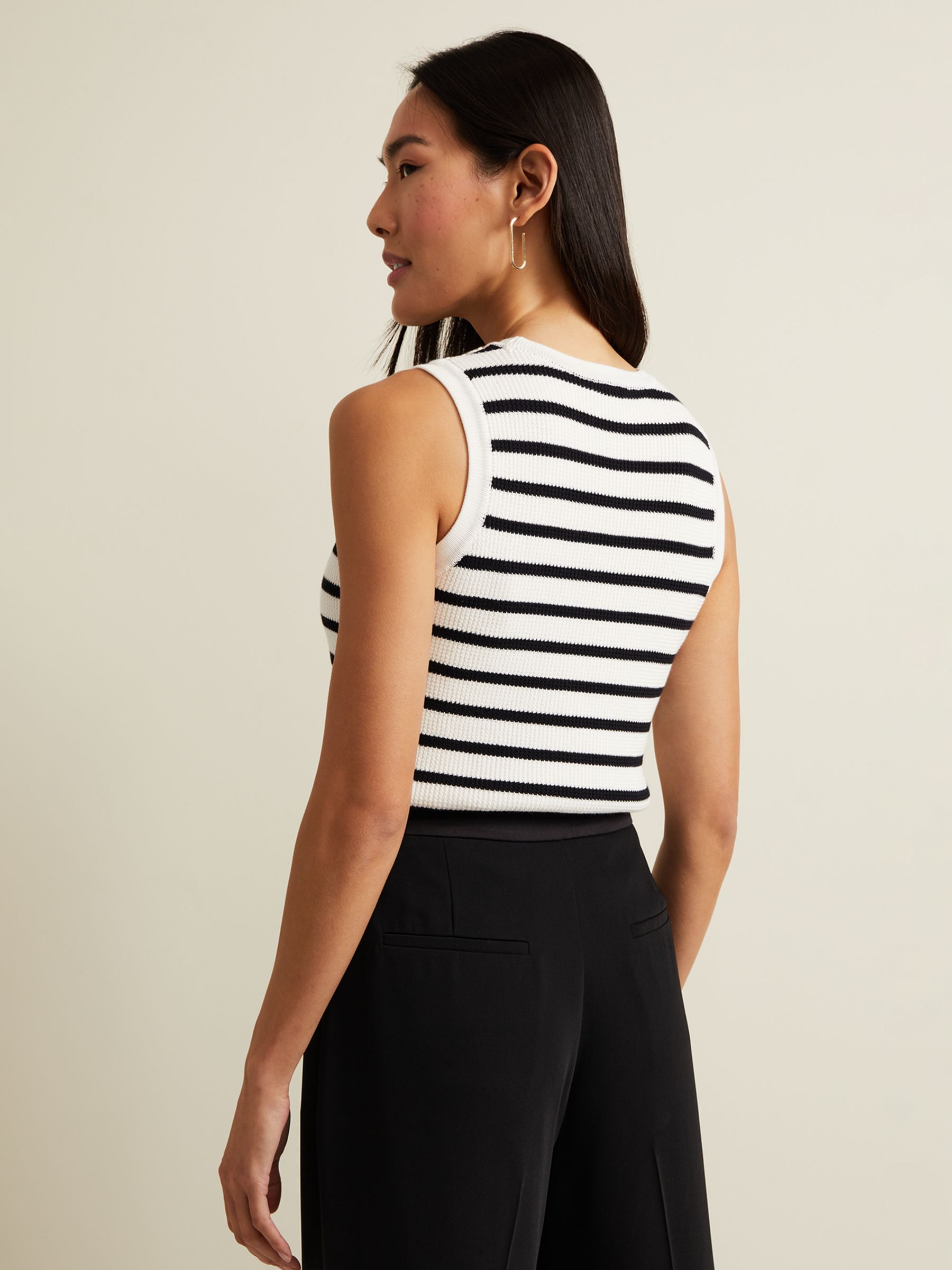 Buy Phase Eight Chloe Striped Knitted Vest Top, Ivory/Navy Online at johnlewis.com