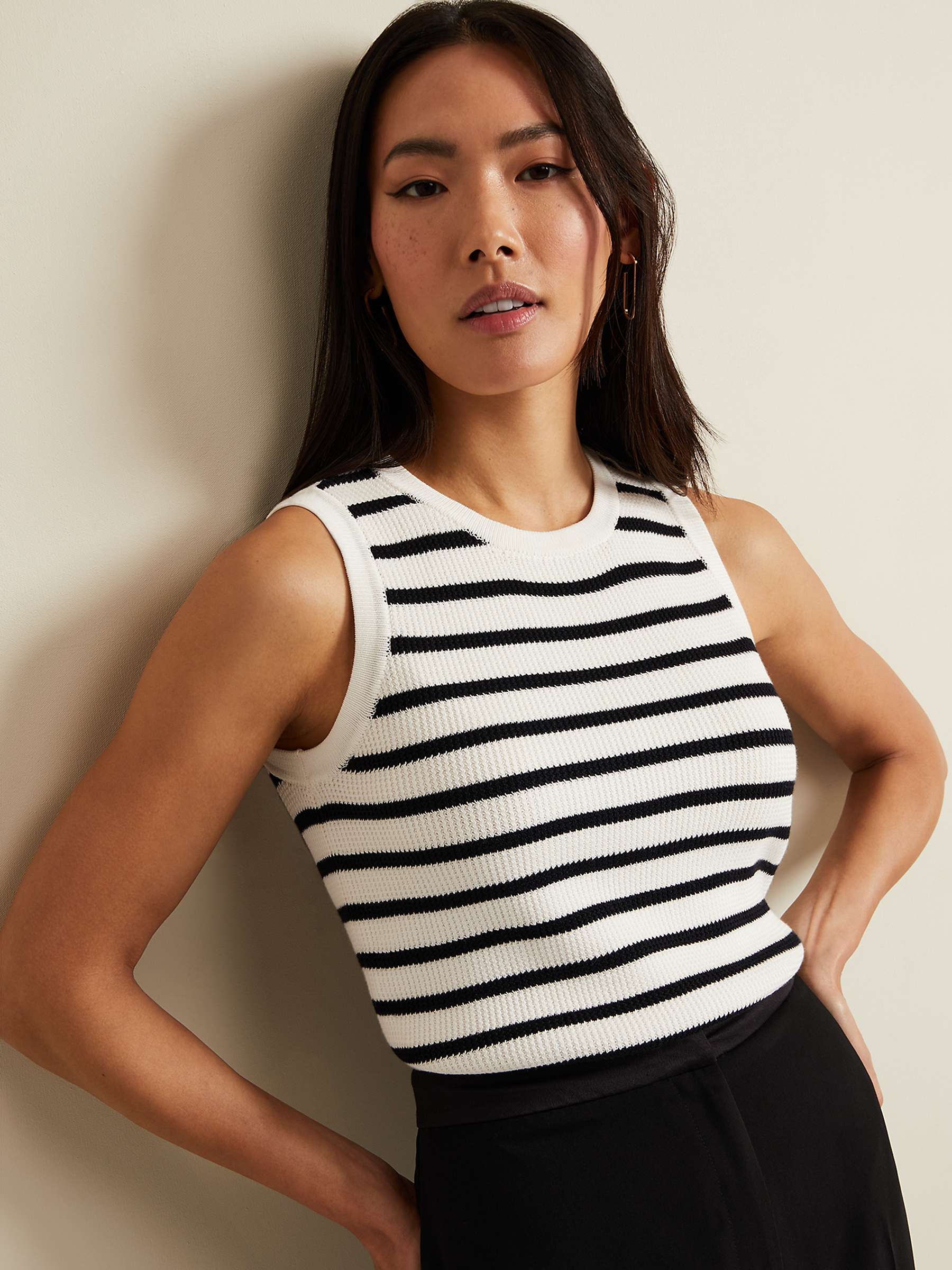 Buy Phase Eight Chloe Striped Knitted Vest Top, Ivory/Navy Online at johnlewis.com
