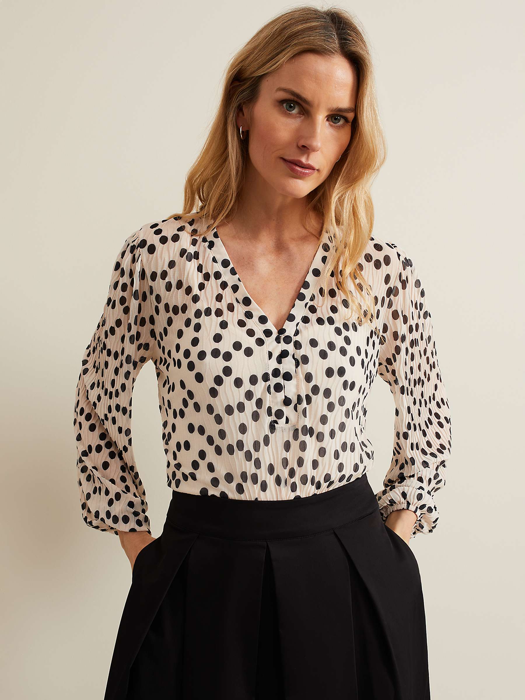 Buy Phase Eight Sophia Spot Textured Mesh Top, Ivory Online at johnlewis.com