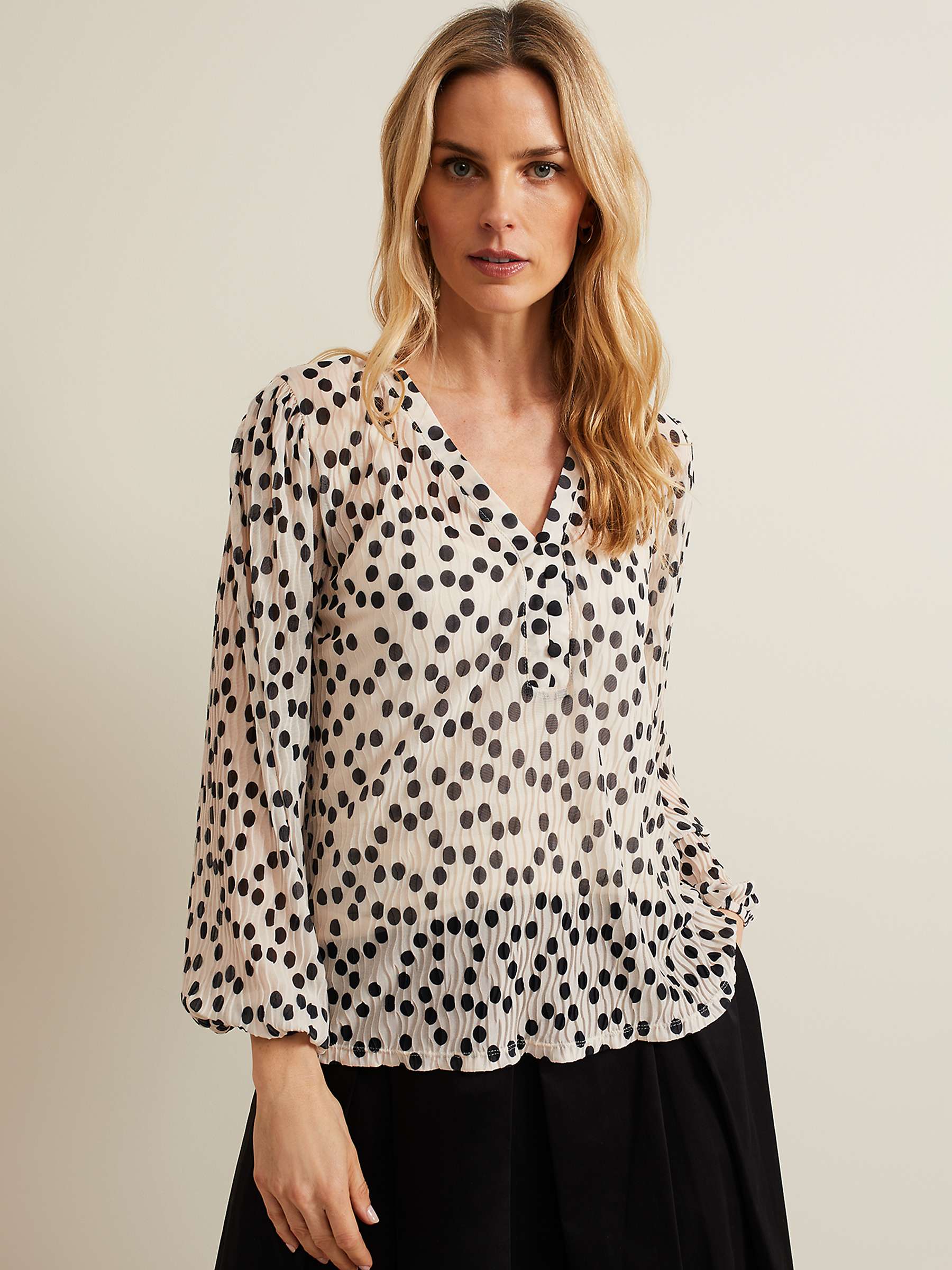Buy Phase Eight Sophia Spot Textured Mesh Top, Ivory Online at johnlewis.com