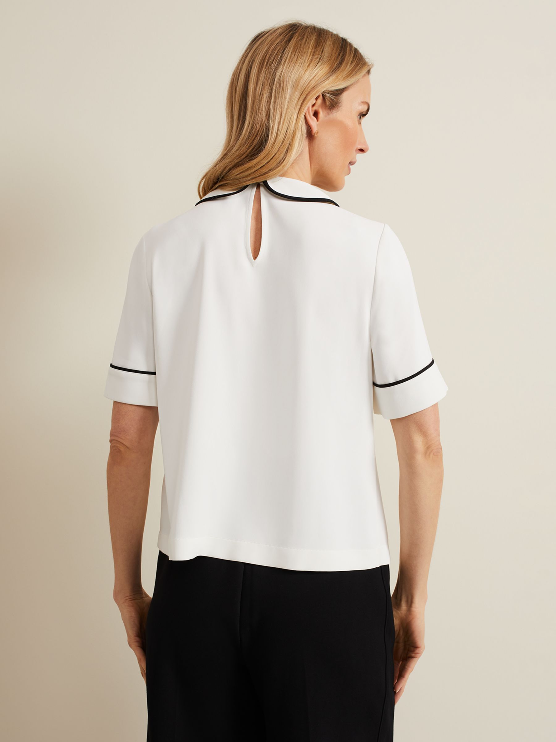 Buy Phase Eight Carys Contrast Piping Blouse, Ivory/Black Online at johnlewis.com