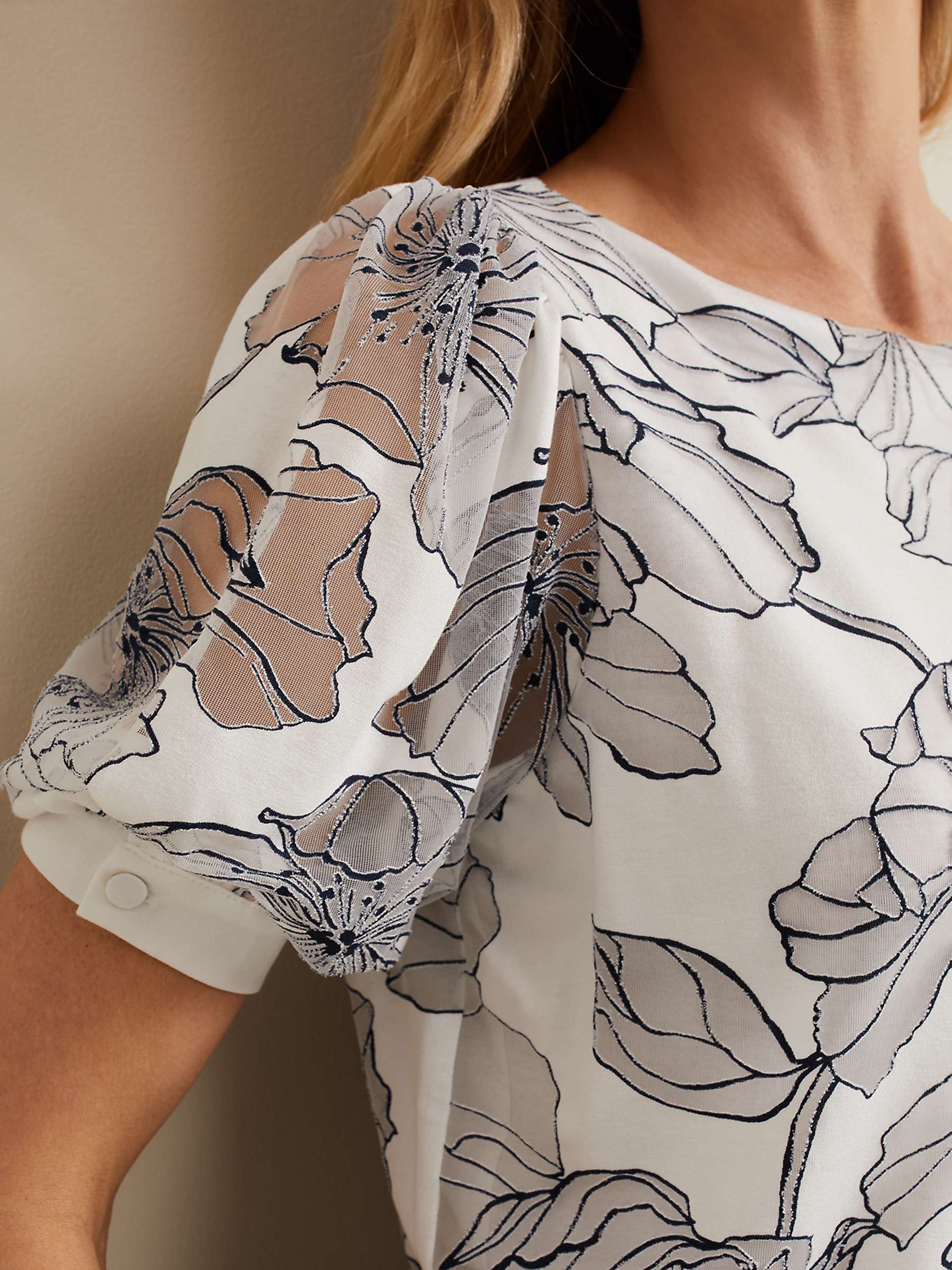 Buy Phase Eight Kelly Floral Outline Top, Ivory Online at johnlewis.com