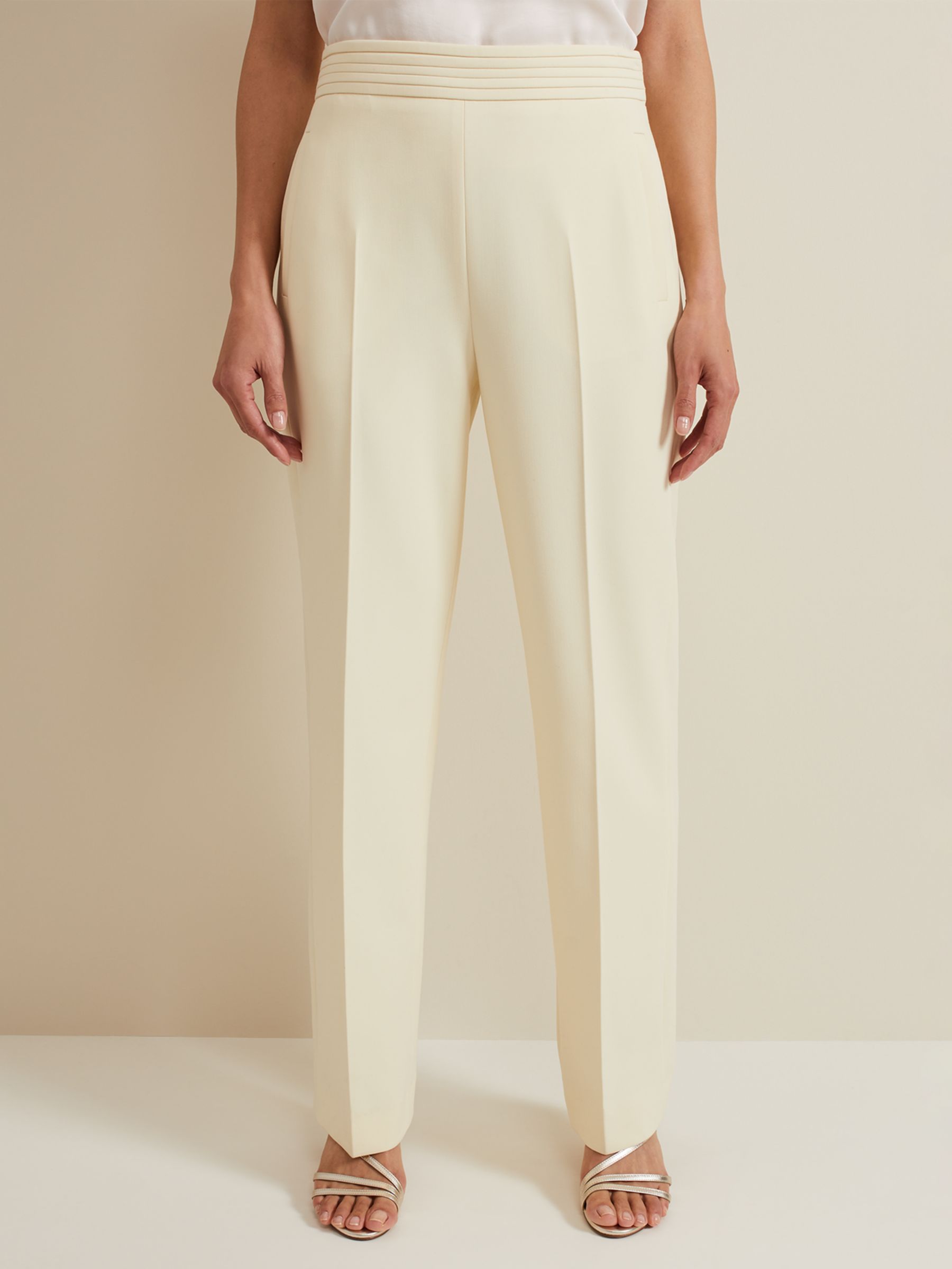 Phase Eight Alexis Pleat Waistband Trousers, Yellow, 6
