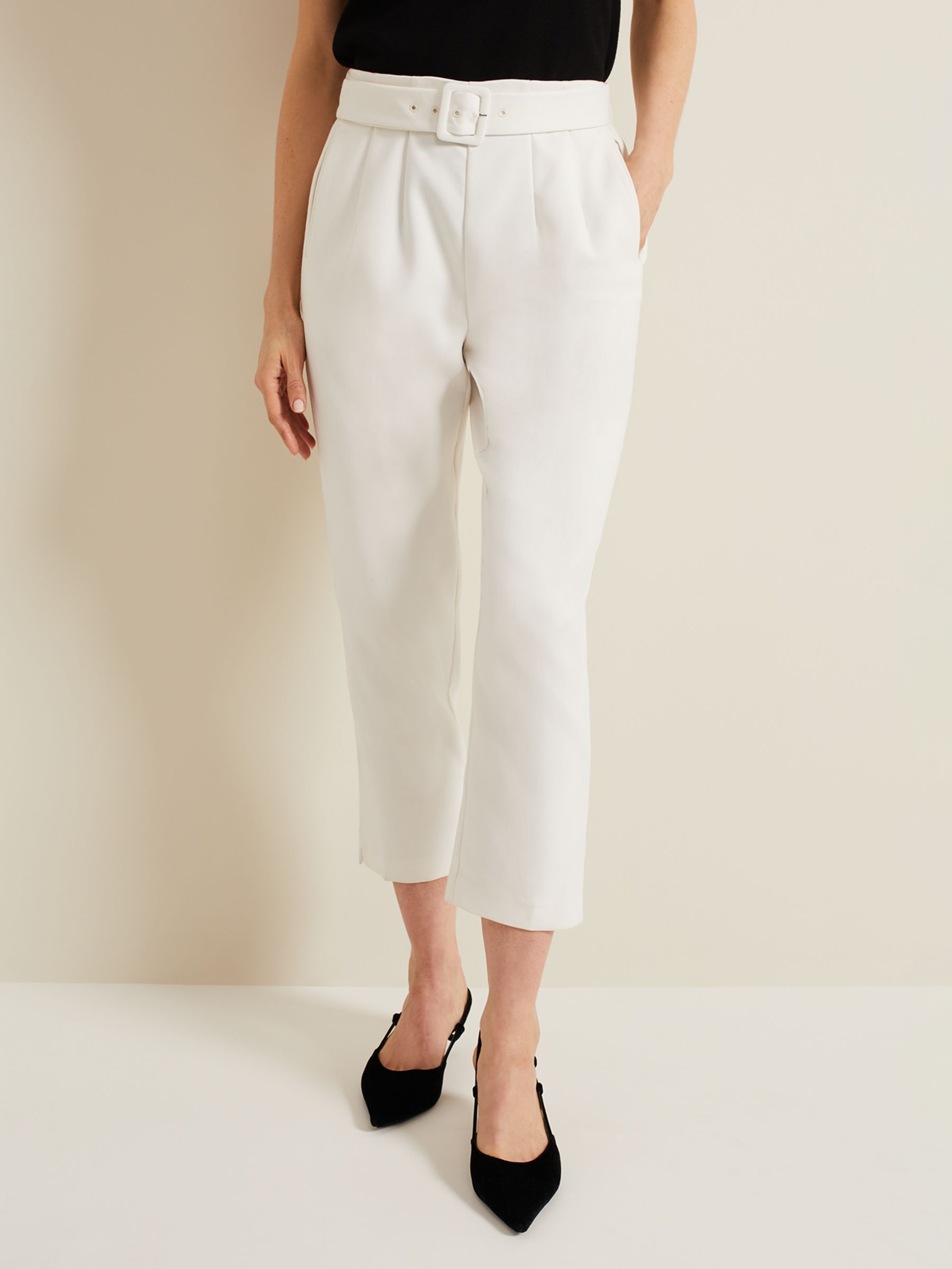 Phase Eight Gaia Tailored Cropped Trousers, Ivory, 8