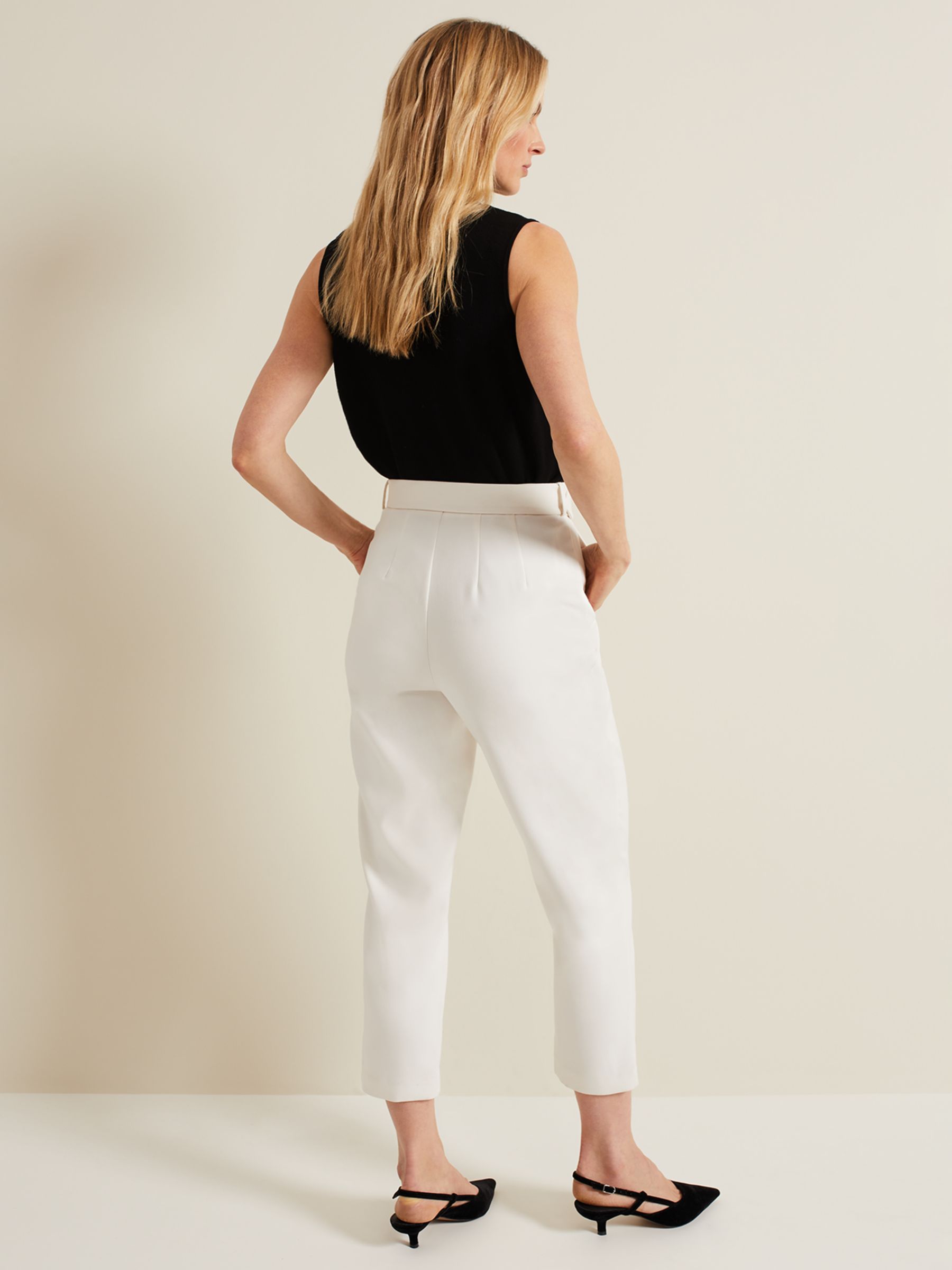 Phase Eight Gaia Tailored Cropped Trousers, Ivory, 8