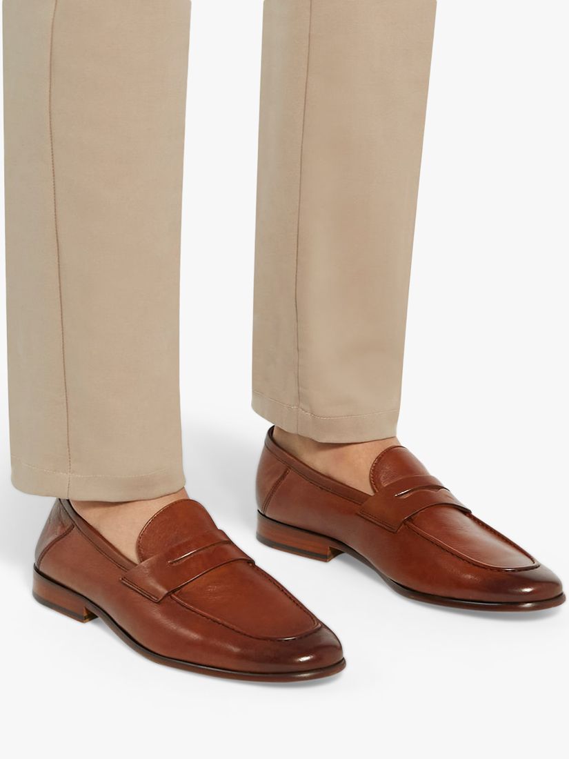 Buy Dune Strategic Leather Crush Back Loafers, Tan Online at johnlewis.com