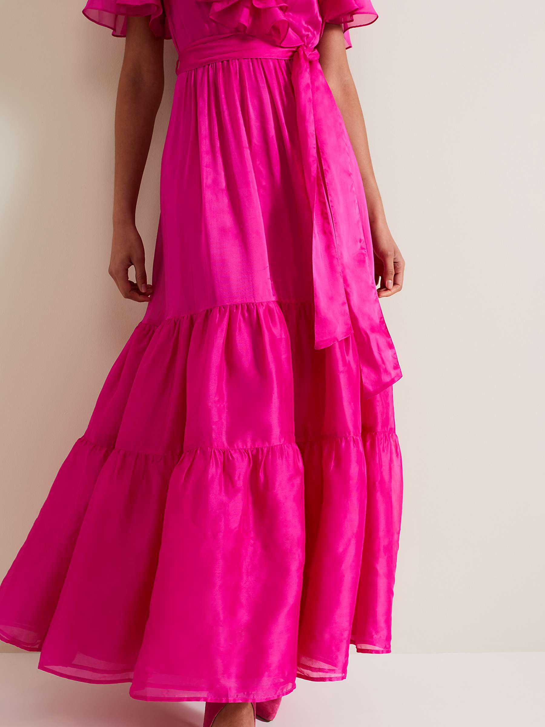 Buy Phase Eight Mabelle Tiered Organza Maxi Dress, Fuchsia Online at johnlewis.com