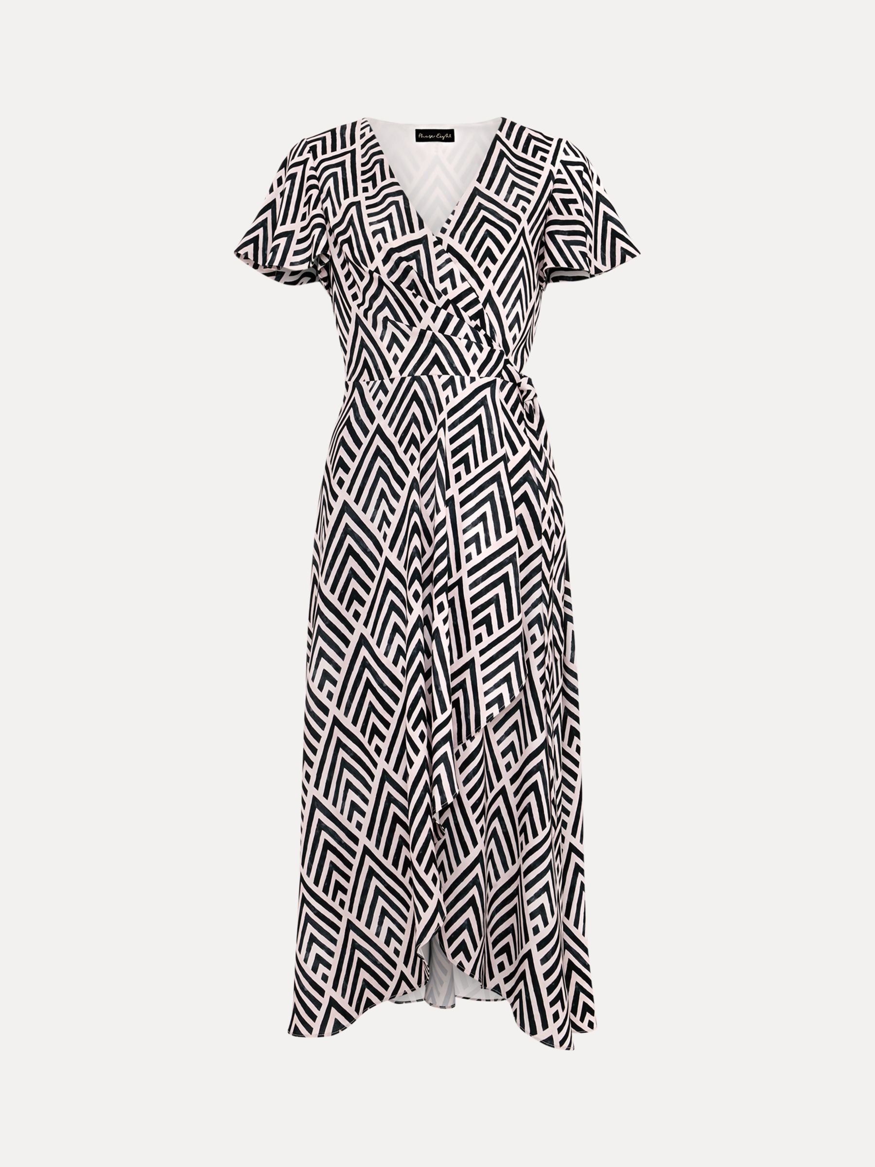 Buy Phase Eight Julissa Geometric Print Midi Wrap Dress, Black/Multi Online at johnlewis.com