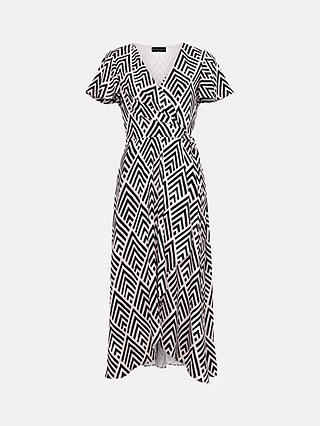 Phase Eight Julissa Geometric Print Midi Wrap Dress, Black/Multi