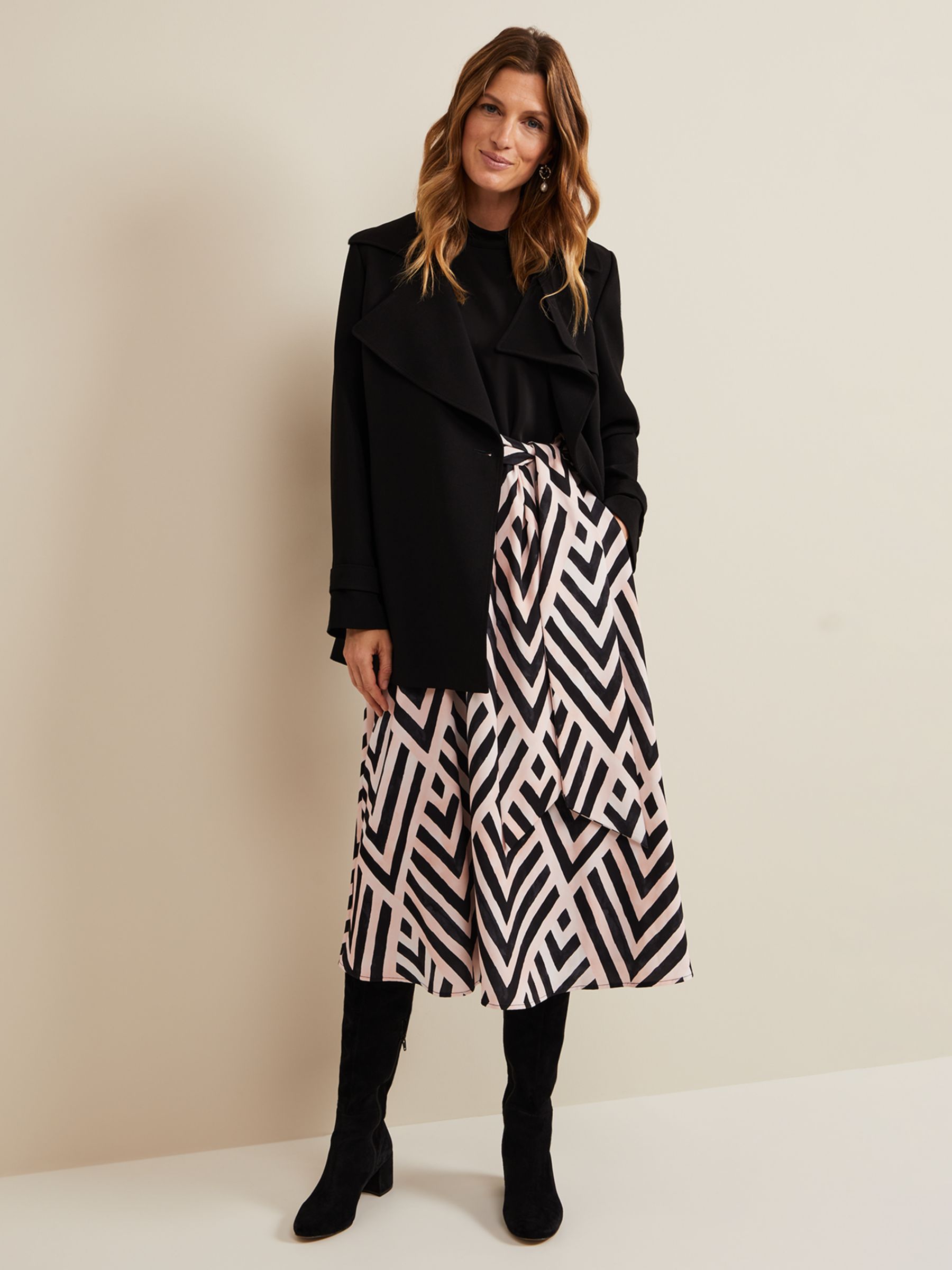 Buy Phase Eight Alora Geometric Print Midi Dress, Black/Multi Online at johnlewis.com