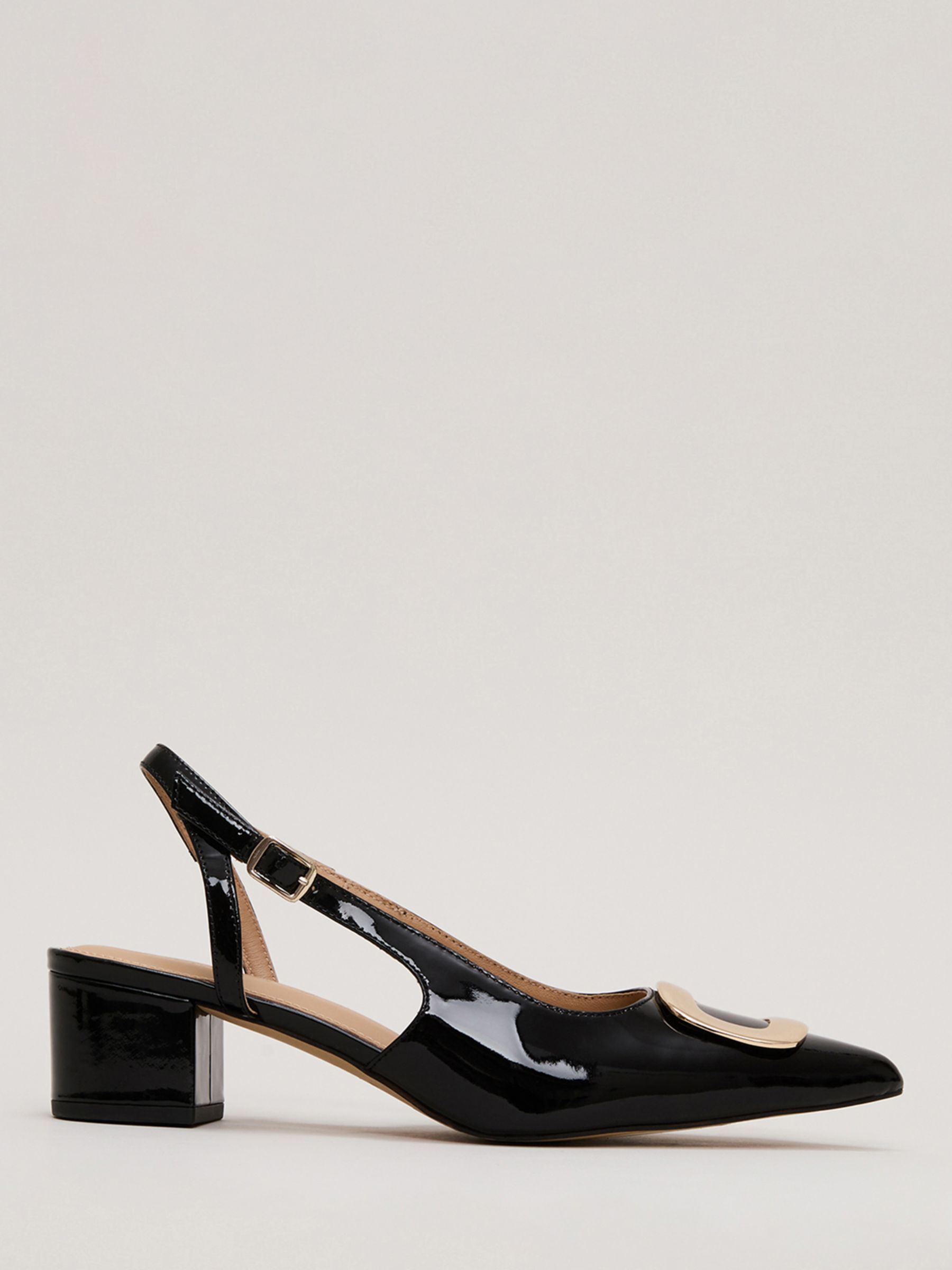 Buy Phase Eight Patent Block Heel Shoes, Black Online at johnlewis.com