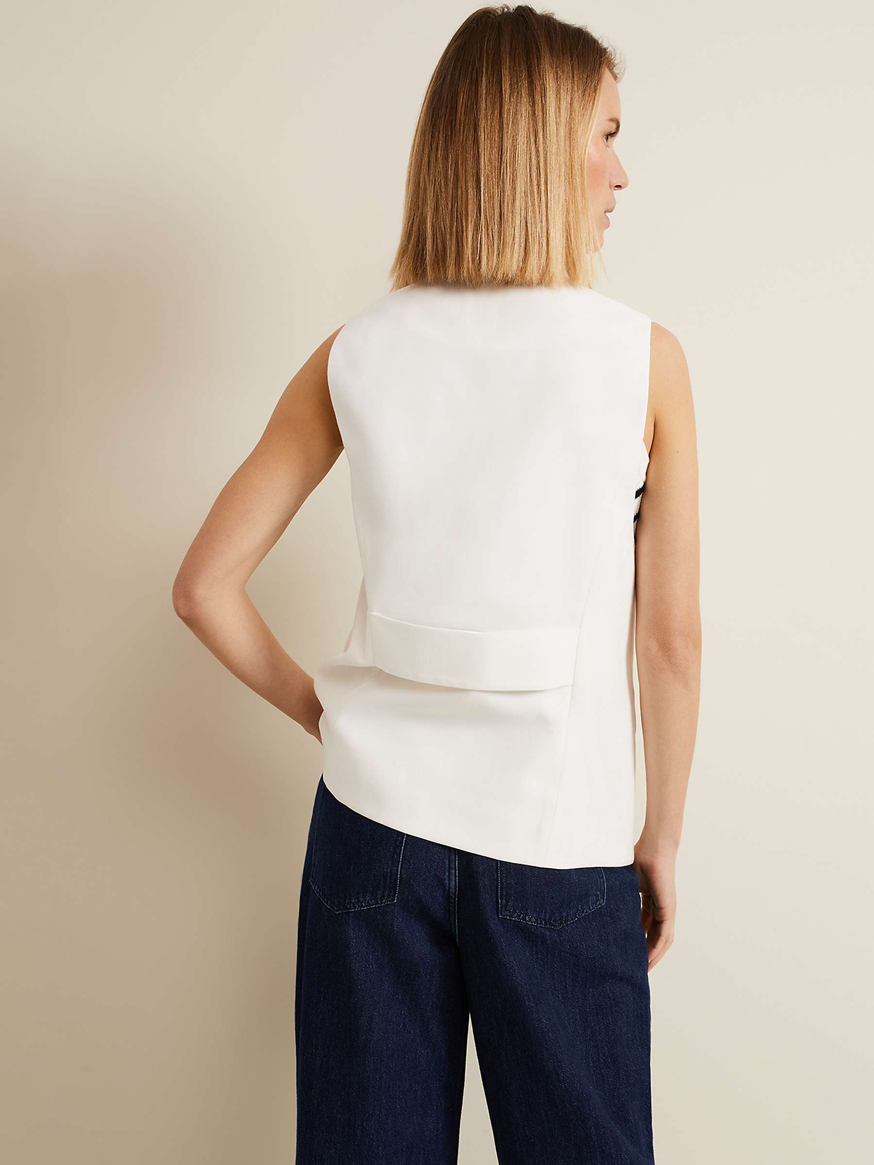 Buy Phase Eight Inara Longline Waistcoat, White Online at johnlewis.com