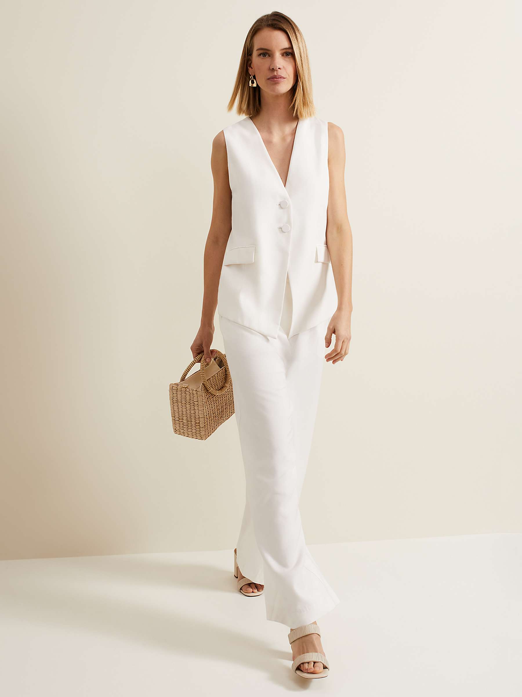 Buy Phase Eight Inara Longline Waistcoat, White Online at johnlewis.com