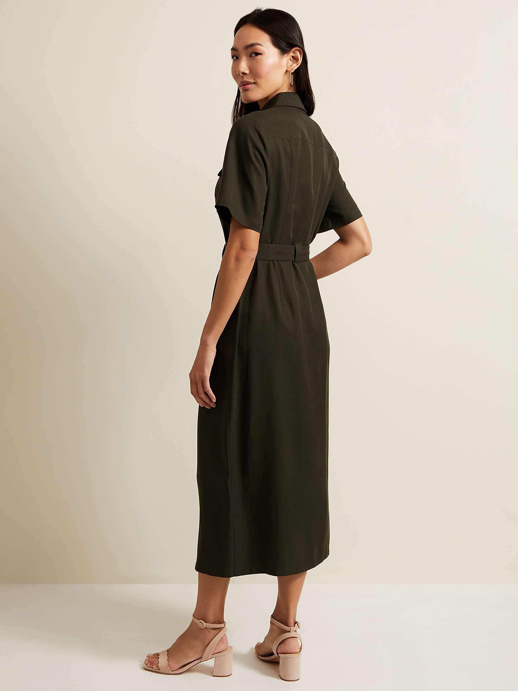 Buy Phase Eight Willow Utility Midi Dress, Dark Khaki Online at johnlewis.com
