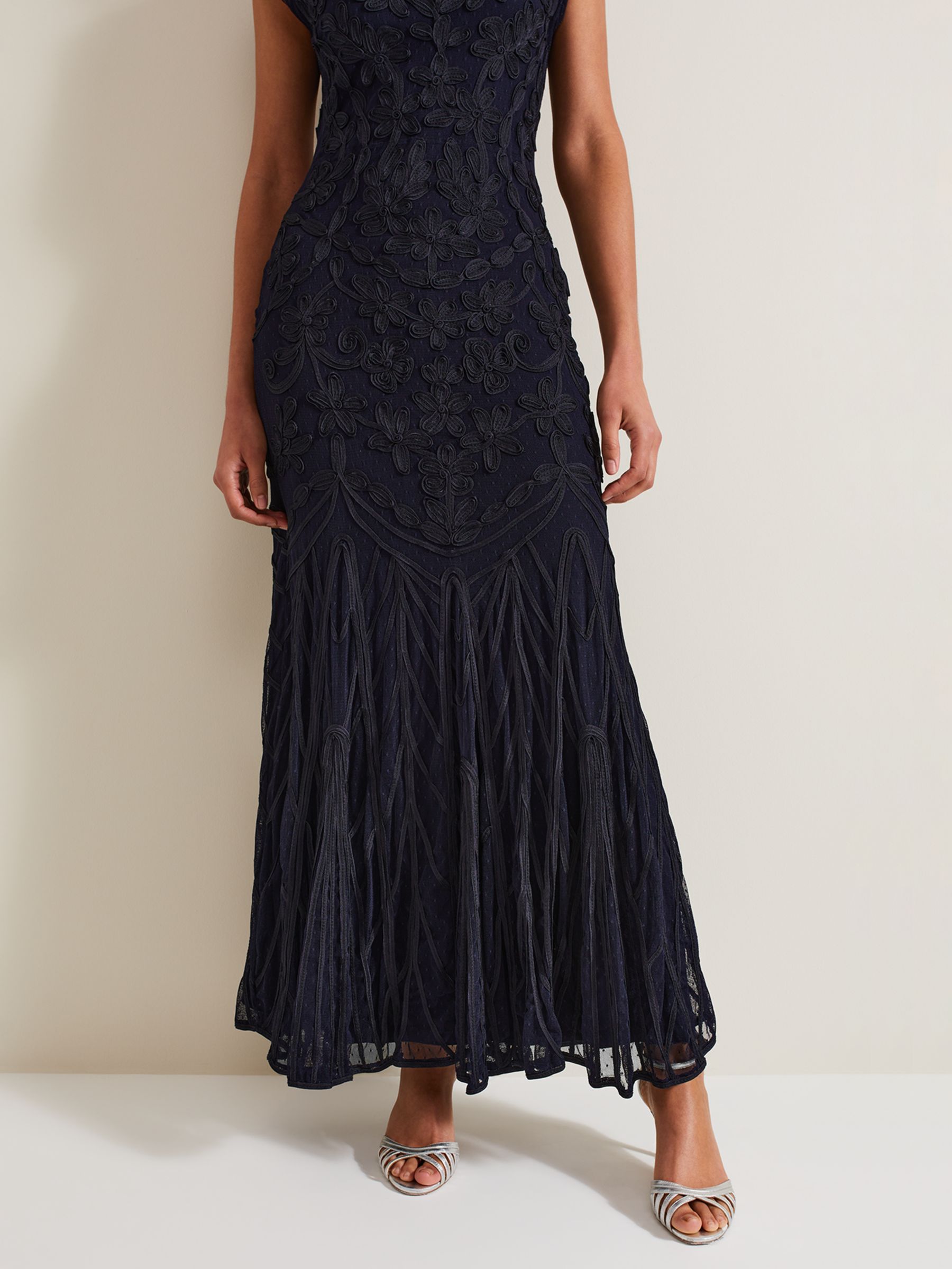 Buy Phase Eight Collection 8 Luana Tapework Maxi Dress, Navy Online at johnlewis.com