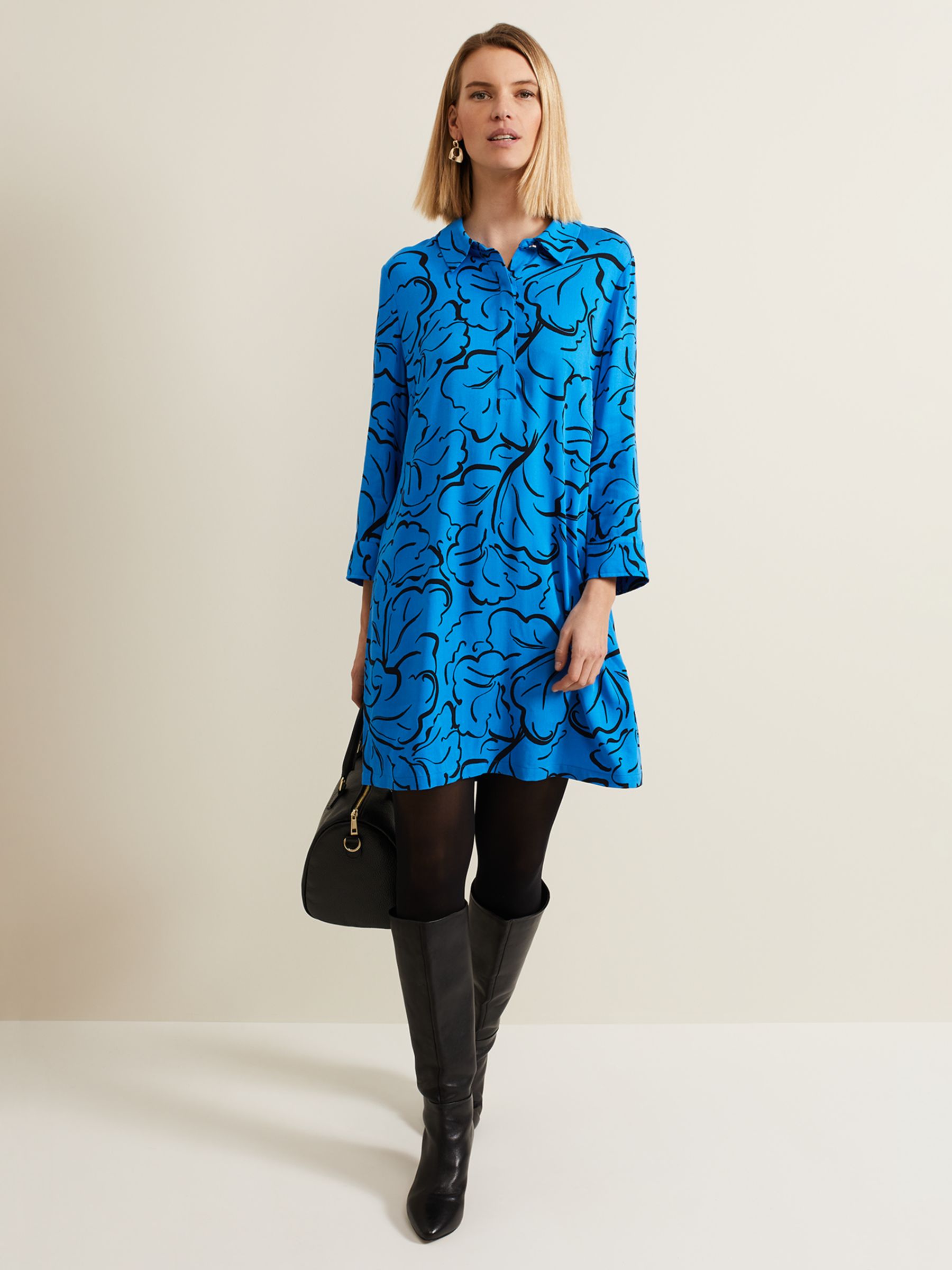 Buy Phase Eight Marina Leaf Tunic Dress, Blue Online at johnlewis.com