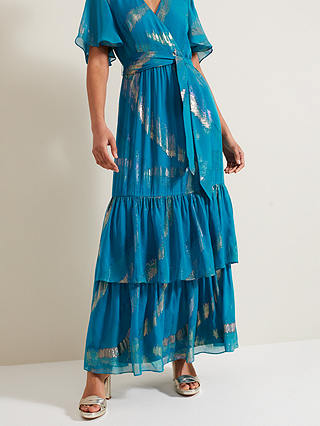 Phase Eight Collection 8 Charissa Silk Maxi Dress, Blue/Gold