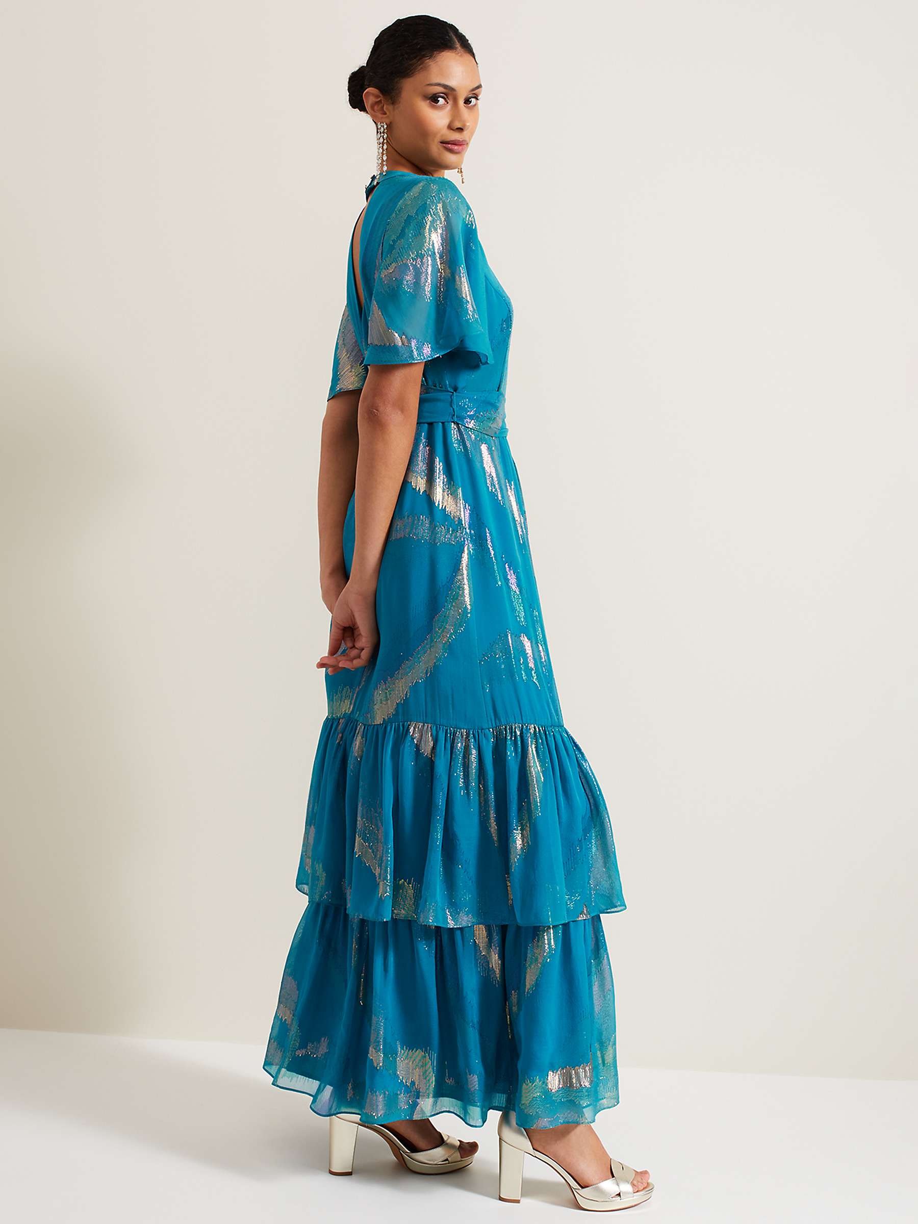 Buy Phase Eight Collection 8 Charissa Silk Maxi Dress, Blue/Gold Online at johnlewis.com