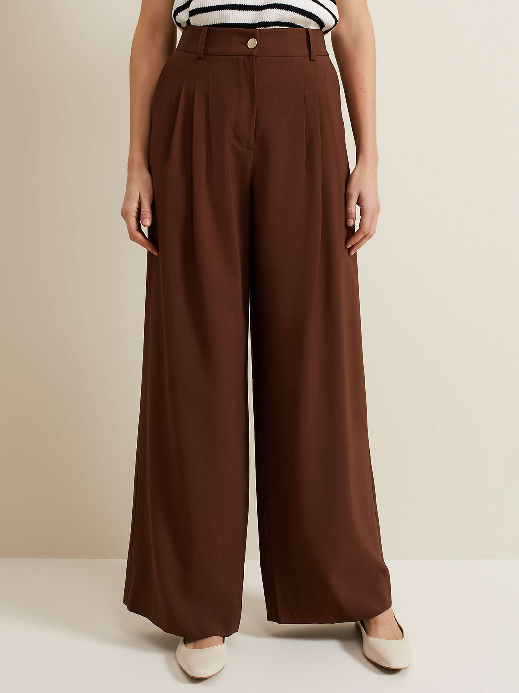 Buy Phase Eight Indiyah Wide Leg Trousers, Brown Online at johnlewis.com