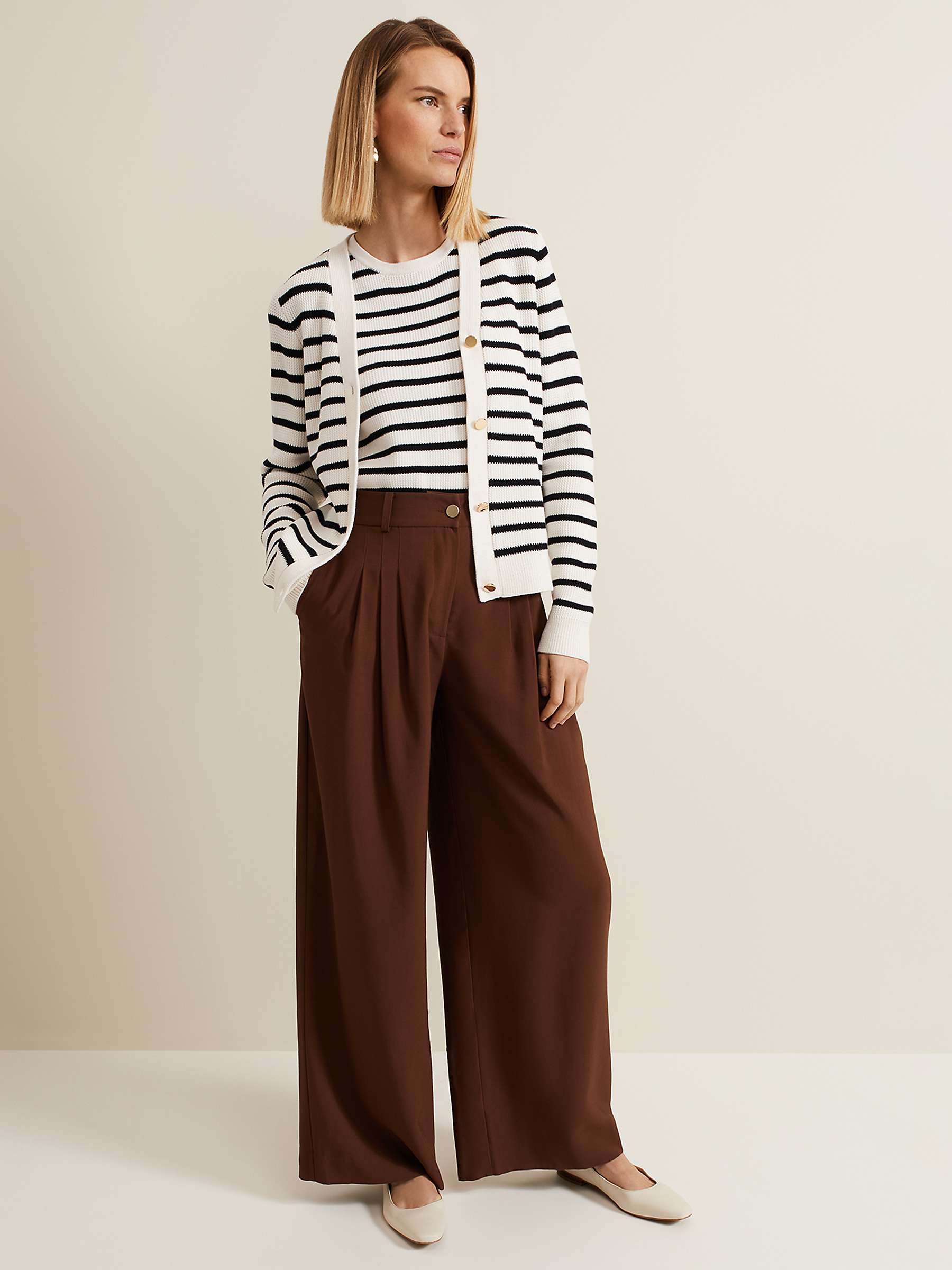 Buy Phase Eight Indiyah Wide Leg Trousers, Brown Online at johnlewis.com