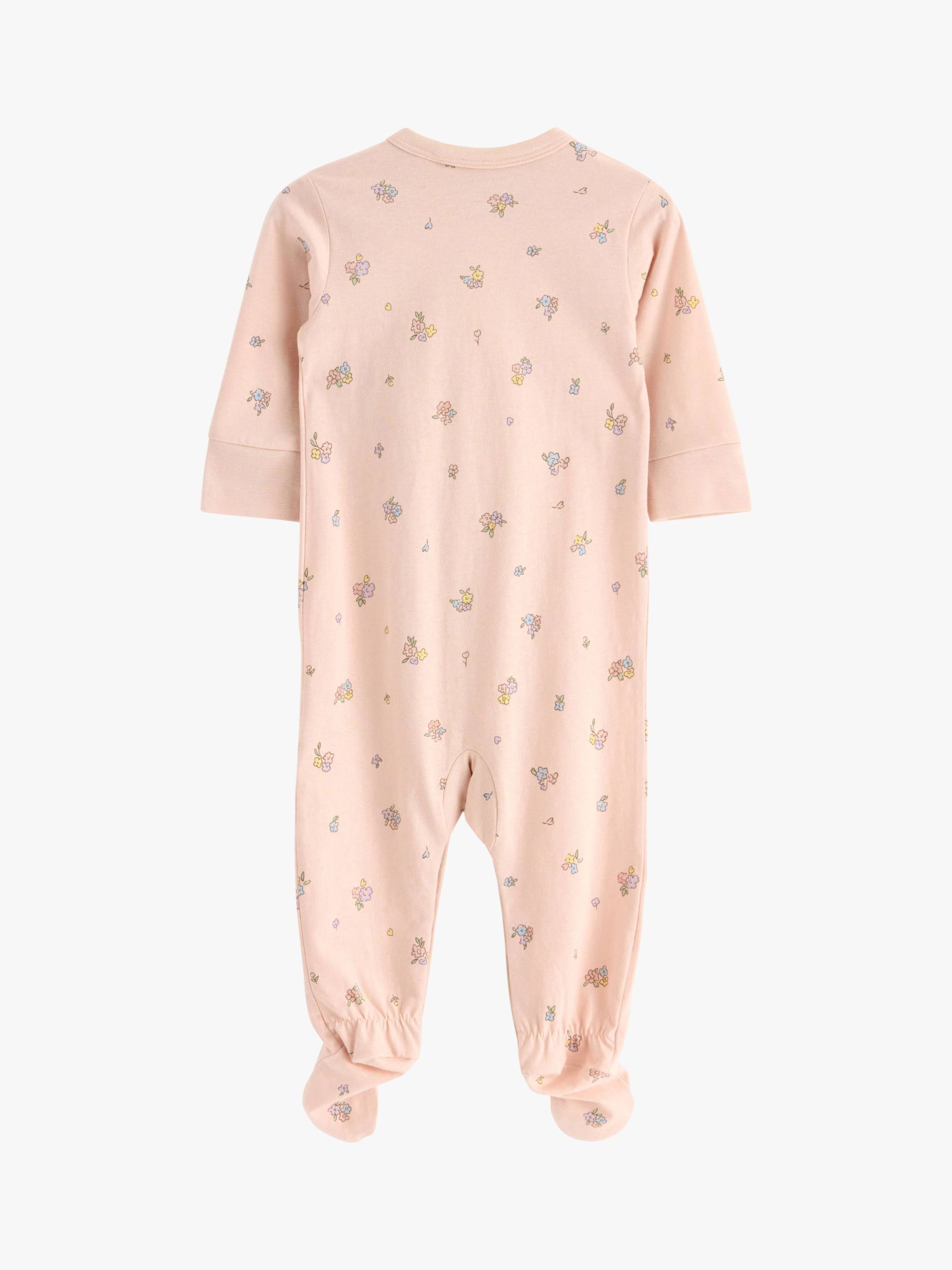 Buy Lindex Baby Organic Cotton Floral Print Sleepsuit, Light Pink Online at johnlewis.com