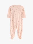 Lindex Baby Organic Cotton Floral Print Sleepsuit, Light Pink