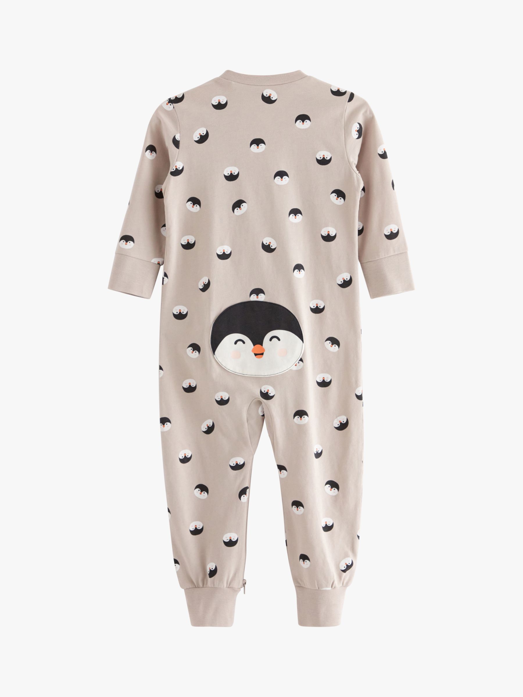 Buy Lindex Baby Organic Cotton Penguin Print Sleepsuit, Light Grey Online at johnlewis.com