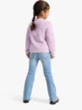 Lindex Kids' Feather Yarn Heart Button Cardigan, Light Lilac