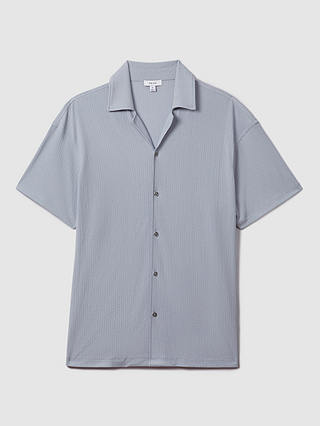 Reiss Hunt Short Sleeve Cuban Collar Shirt, Blue