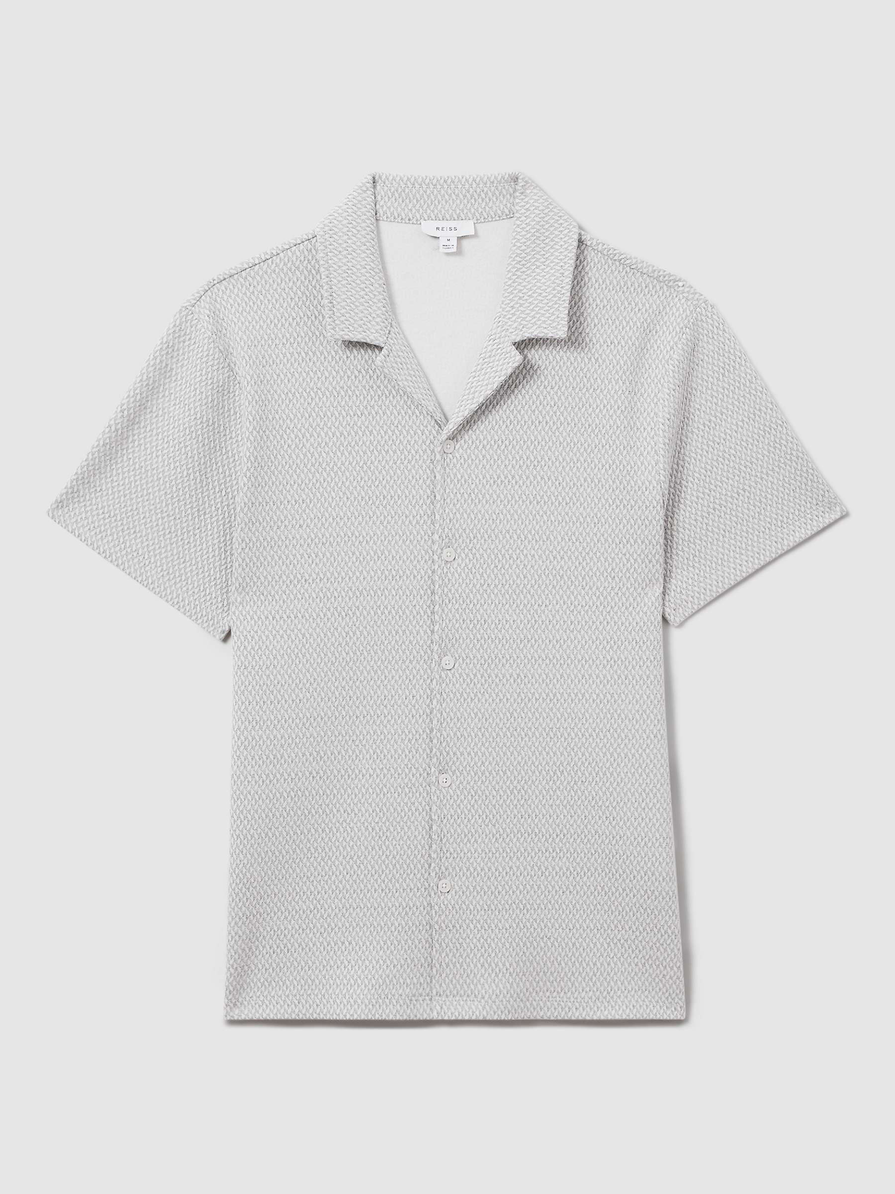 Buy Reiss Brewer Short Sleeve Textured Jacquard Shirt, Light Grey Online at johnlewis.com