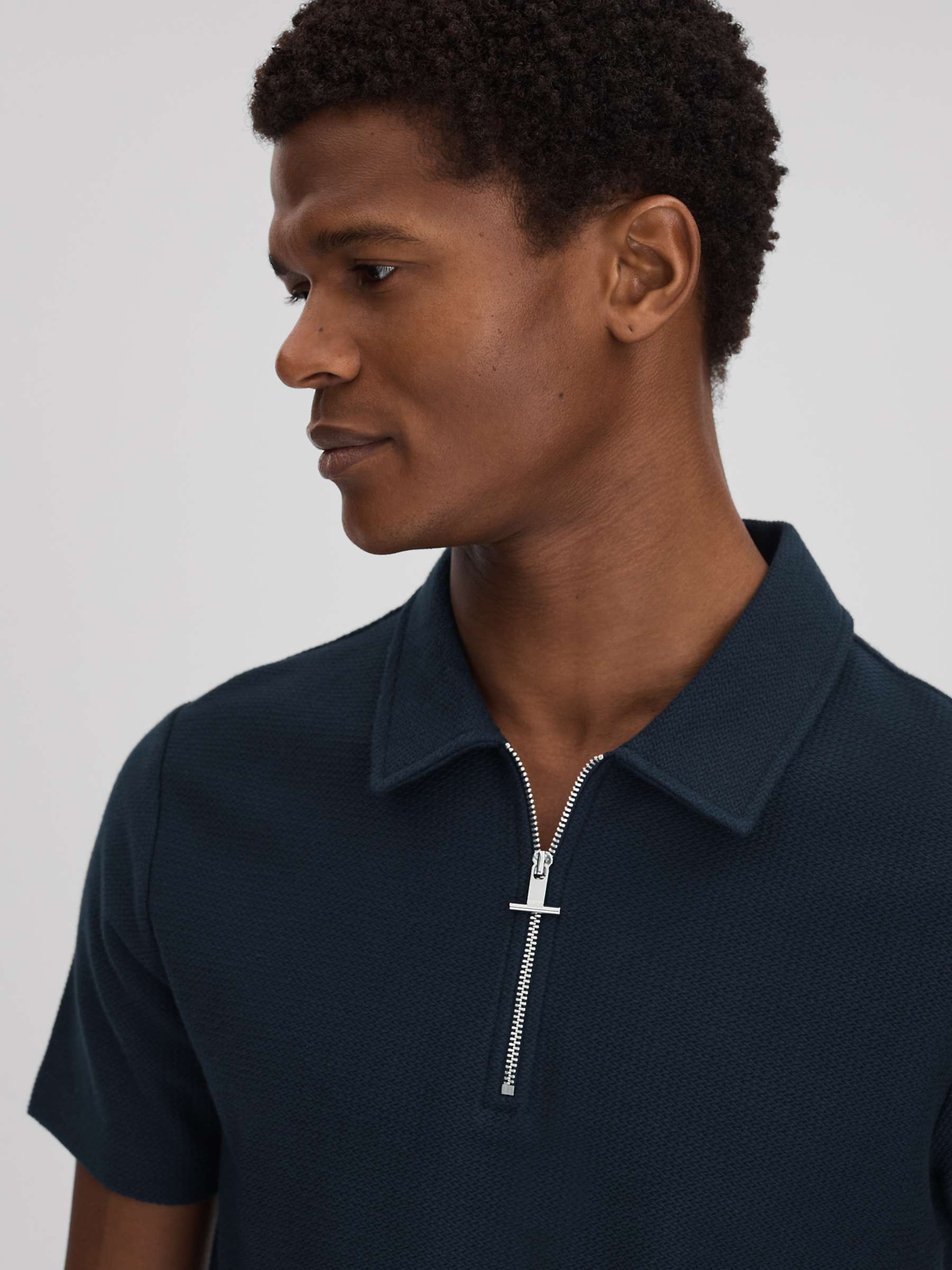 Buy Reiss Felix Textured Half Zip Polo Shirt Online at johnlewis.com