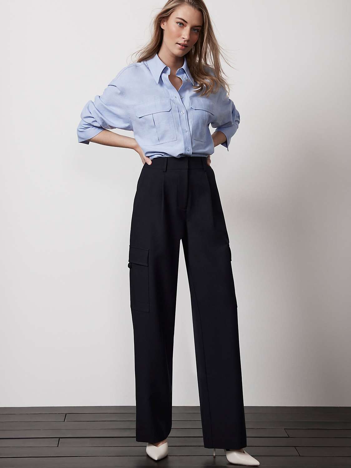 Buy Mint Velvet Tailored Cargo Trousers, Navy Online at johnlewis.com