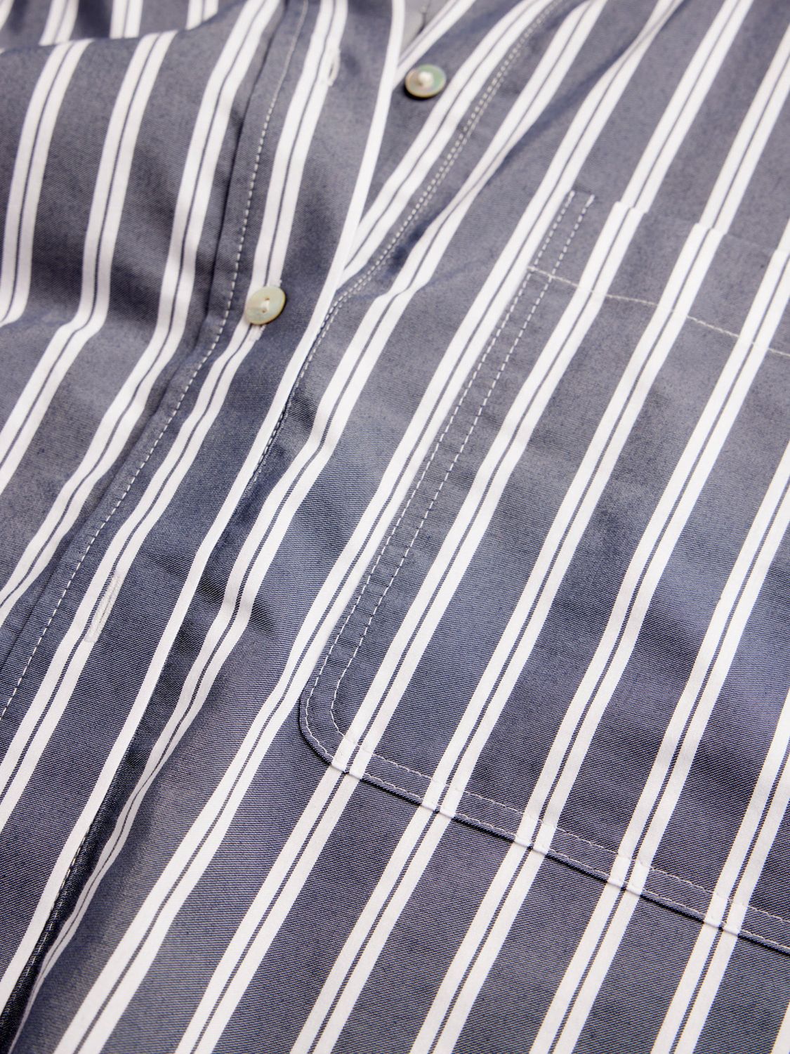 Mint Velvet Cropped Striped Shirt, Dark Grey at John Lewis & Partners