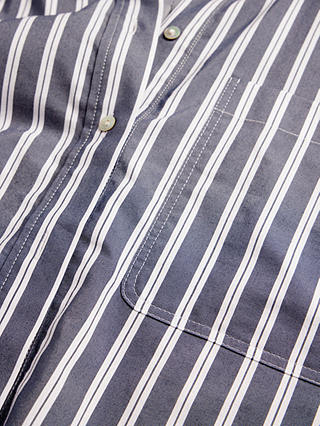 Mint Velvet Cropped Striped Shirt, Dark Grey