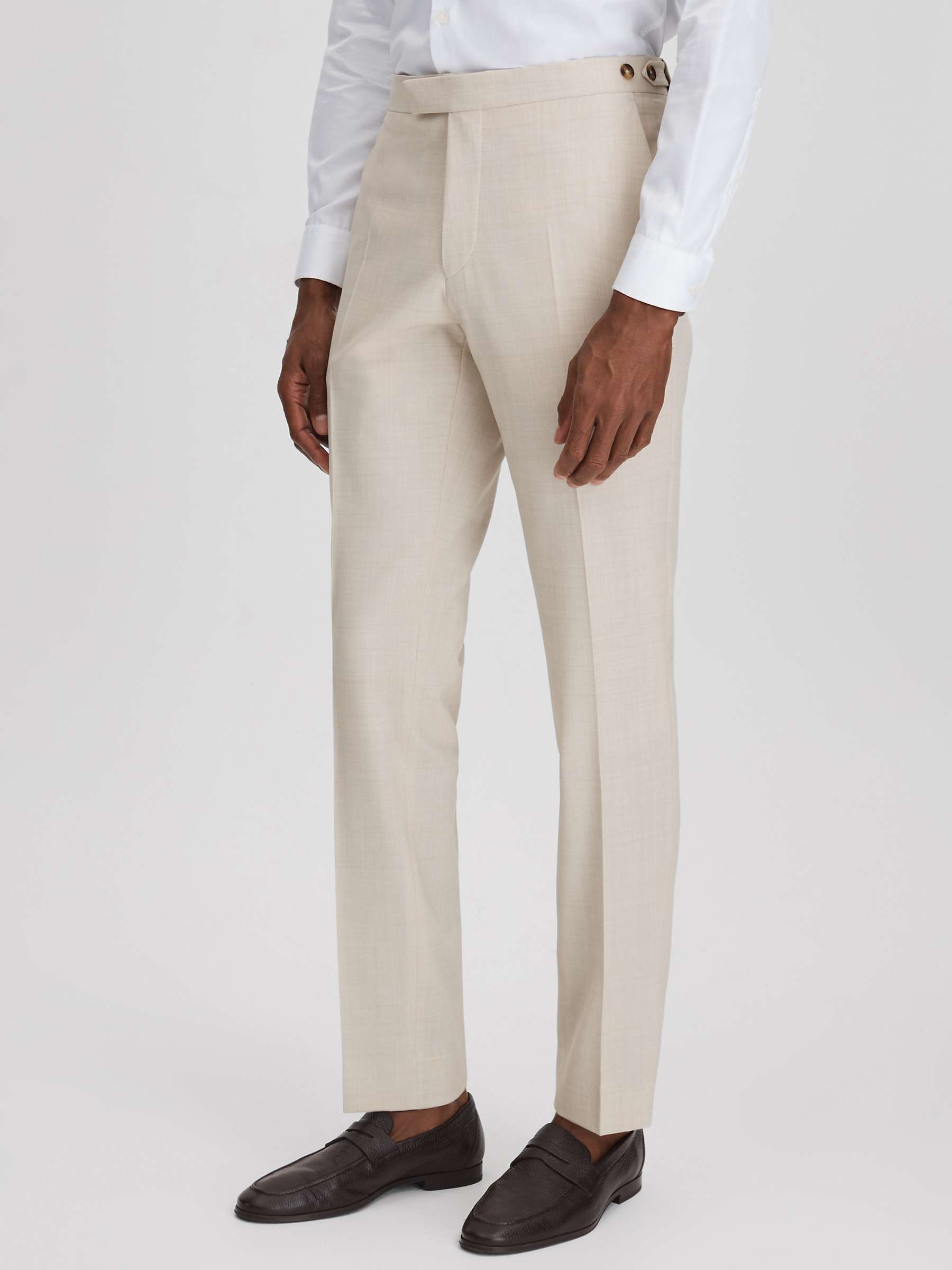Buy Reiss Belmont Wool Blend Textured Weave Trousers, Stone Online at johnlewis.com