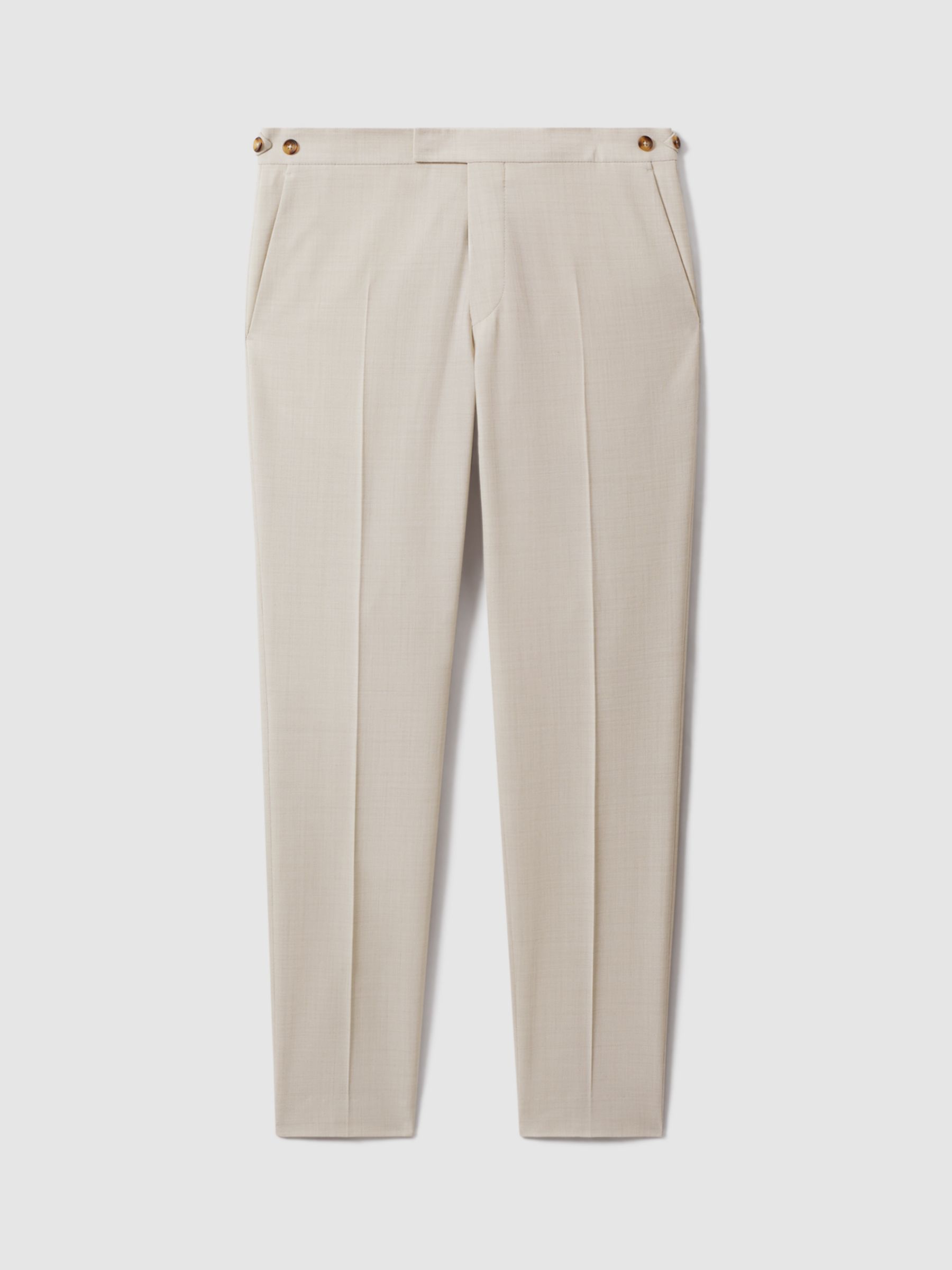 Reiss Belmont Wool Blend Textured Weave Trousers, Stone, 28R