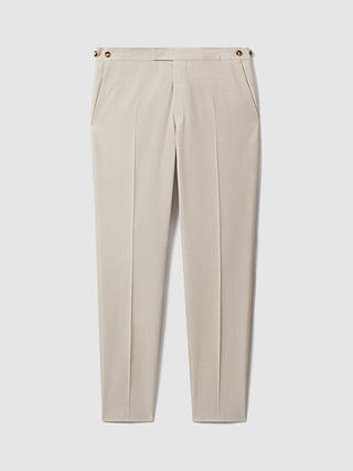 Reiss Belmont Wool Blend Textured Weave Trousers, Stone