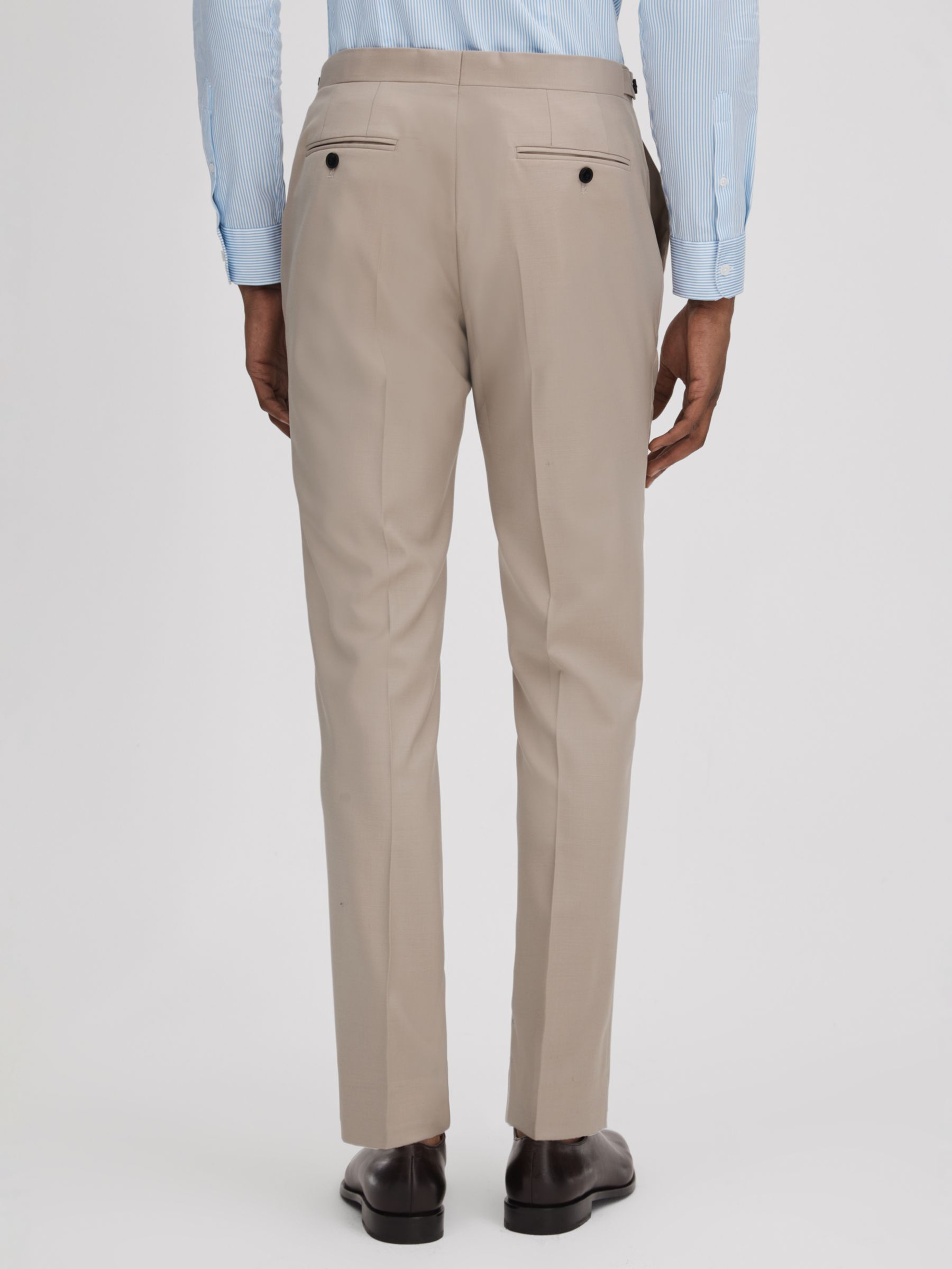 Reiss Dillon Plain Wool Blend Trousers, Stone at John Lewis & Partners