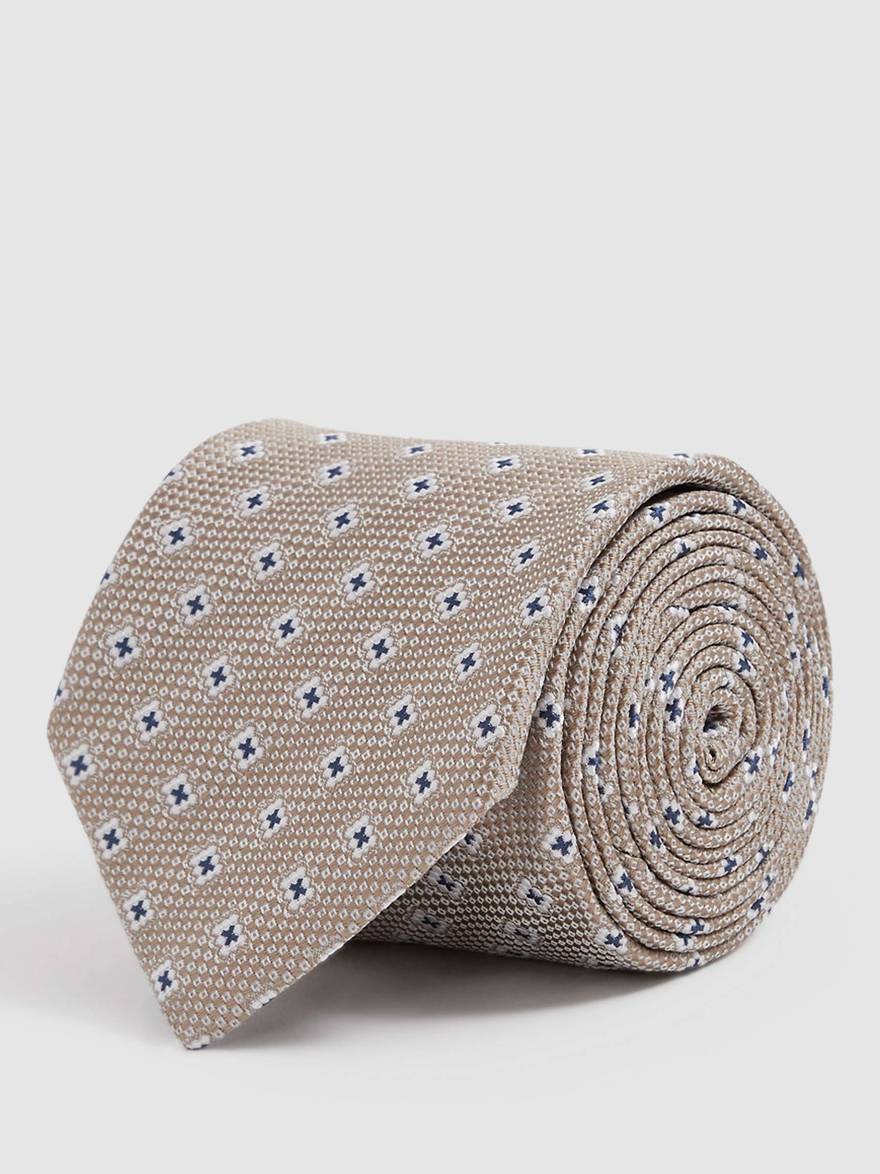Buy Reiss Apollinare Small Floral Print Silk Blend Tie, Oatmeal Online at johnlewis.com