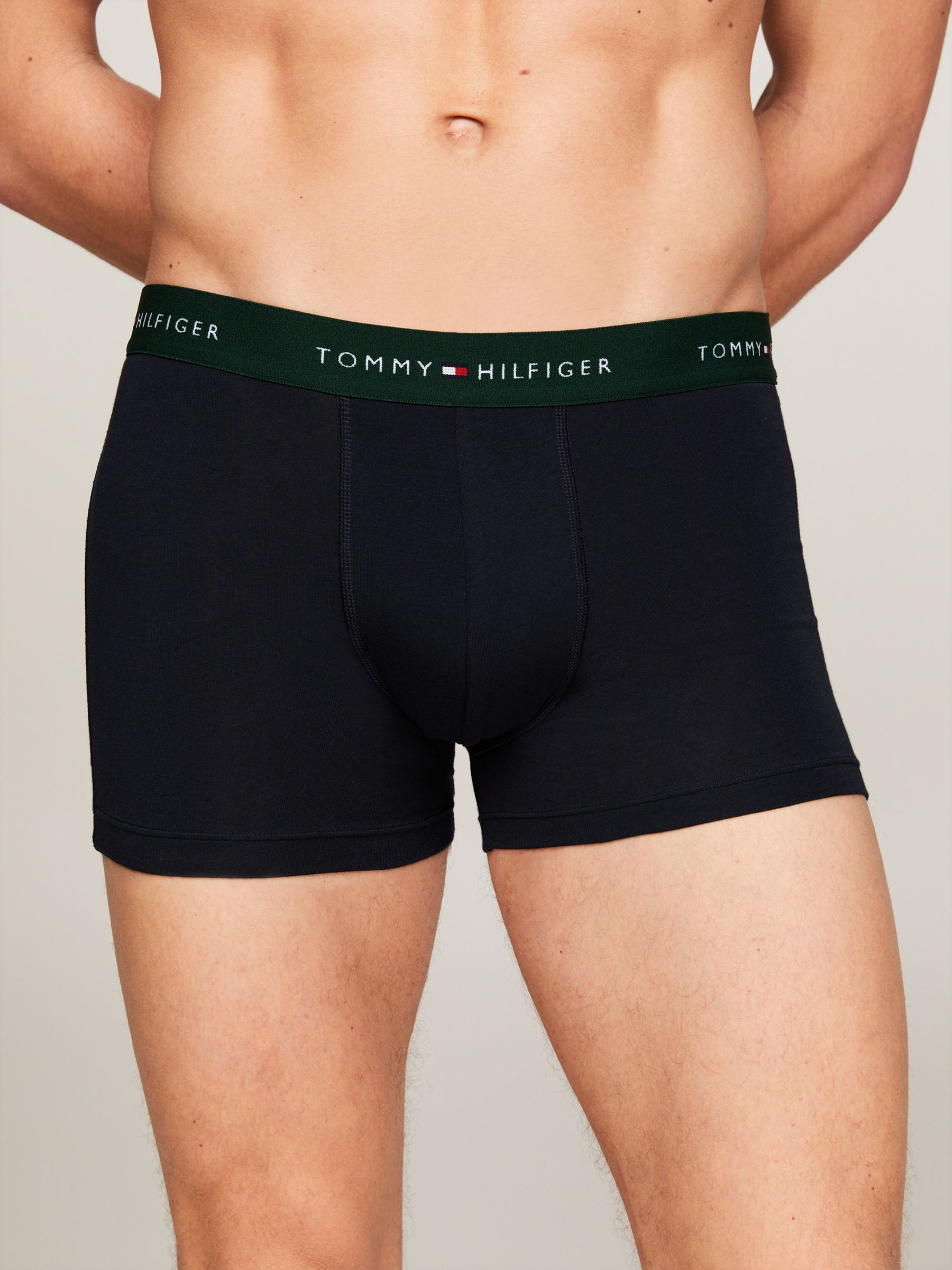 Buy Tommy Hilfiger Logo Waist Cotton Stretch Trunks, Pack of 5, Black/Multi Online at johnlewis.com