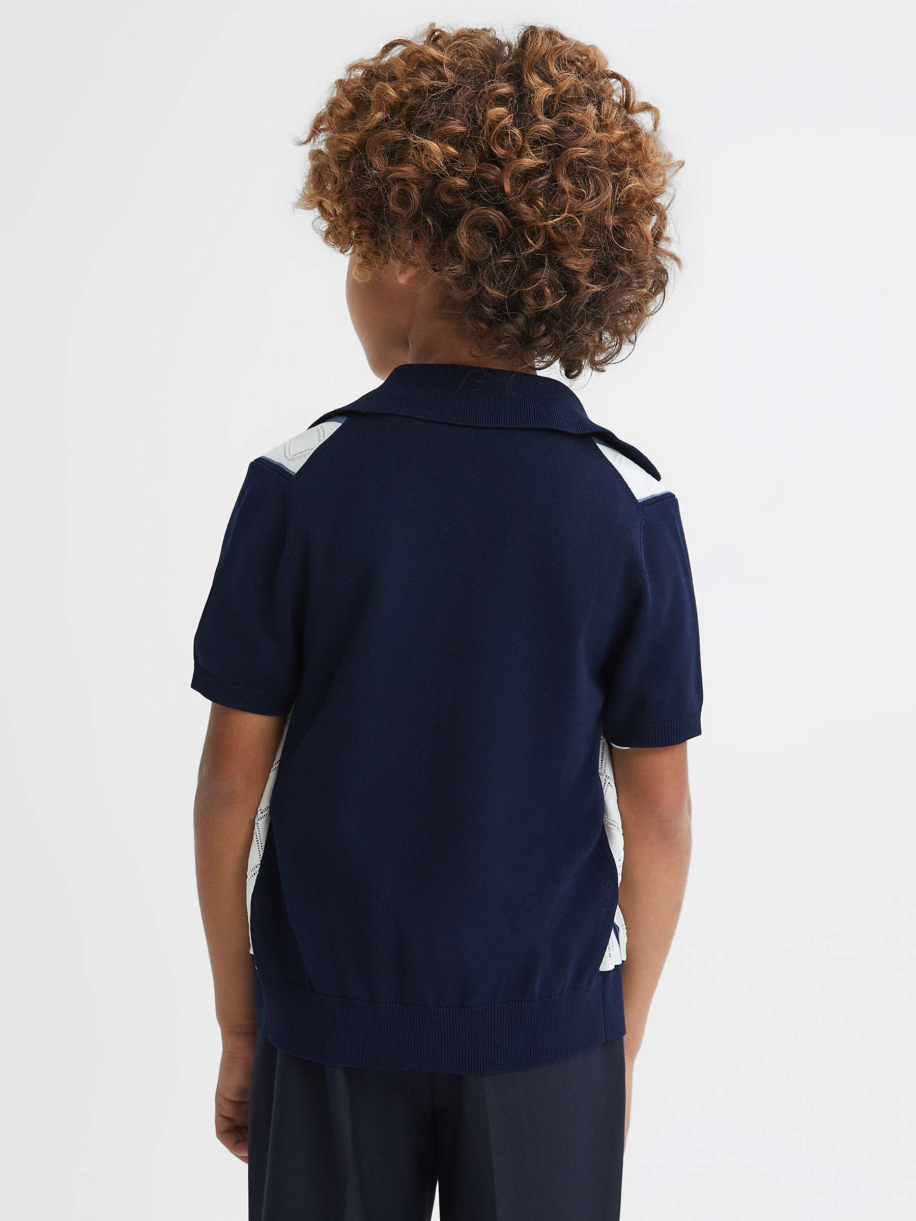 Buy Reiss Kids' Selwood Colourblock Zip Through Shirt, Navy/White Online at johnlewis.com