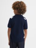 Reiss Kids' Selwood Colourblock Zip Through Shirt, Navy/White