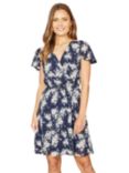 Mela London Floral Wrap Skater Mini Dress, Navy