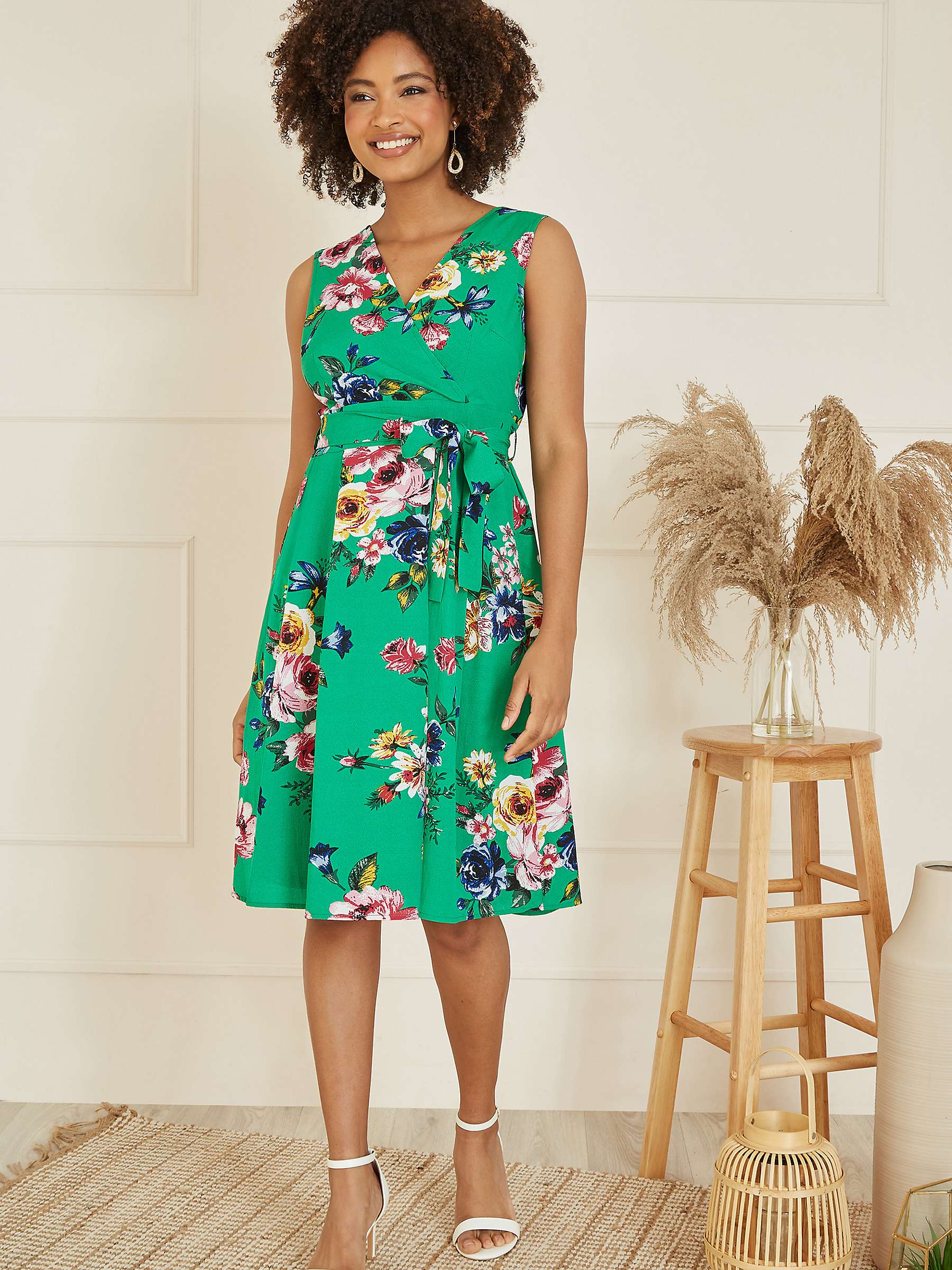 Buy Mela London Floral Wrap Over Knee Length Dress, Multi Online at johnlewis.com