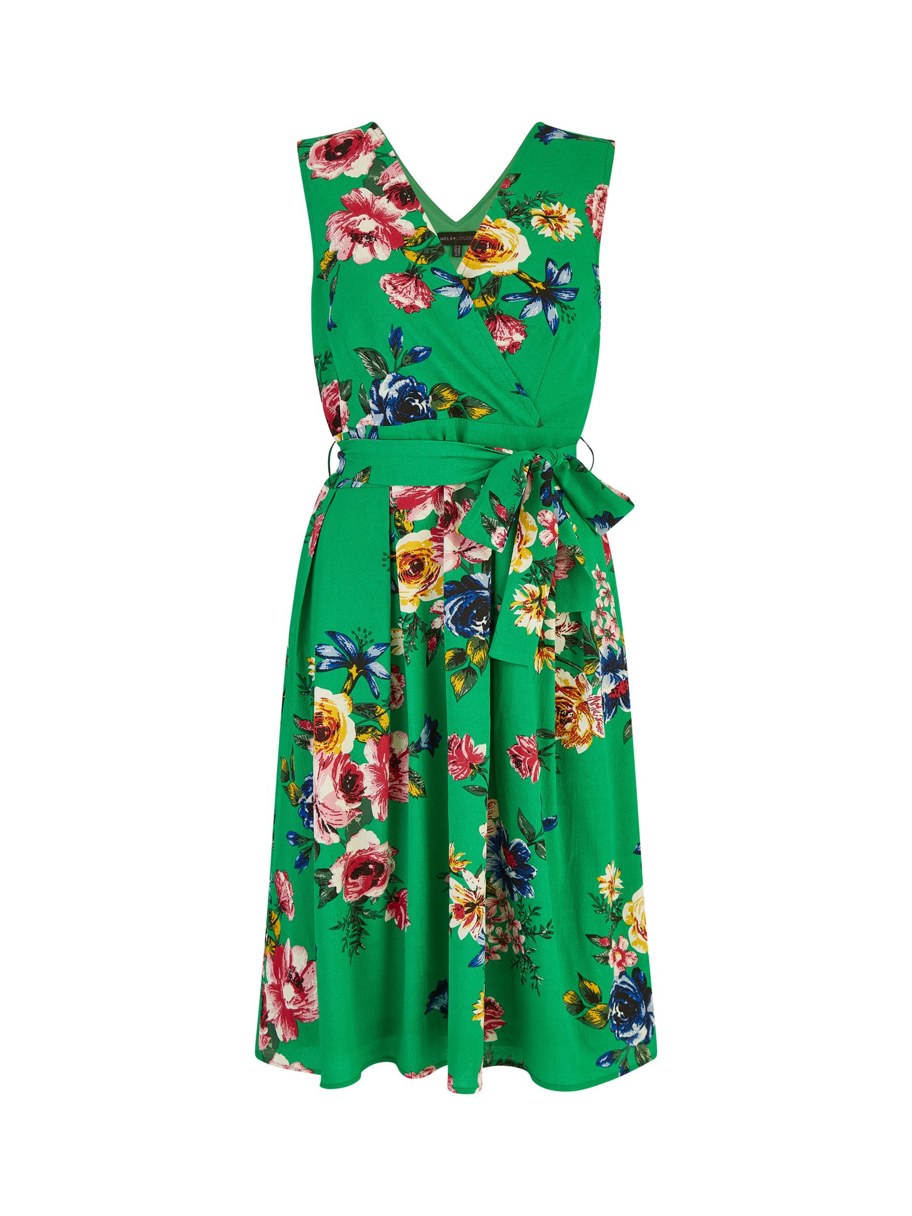 Buy Mela London Floral Wrap Over Knee Length Dress, Multi Online at johnlewis.com