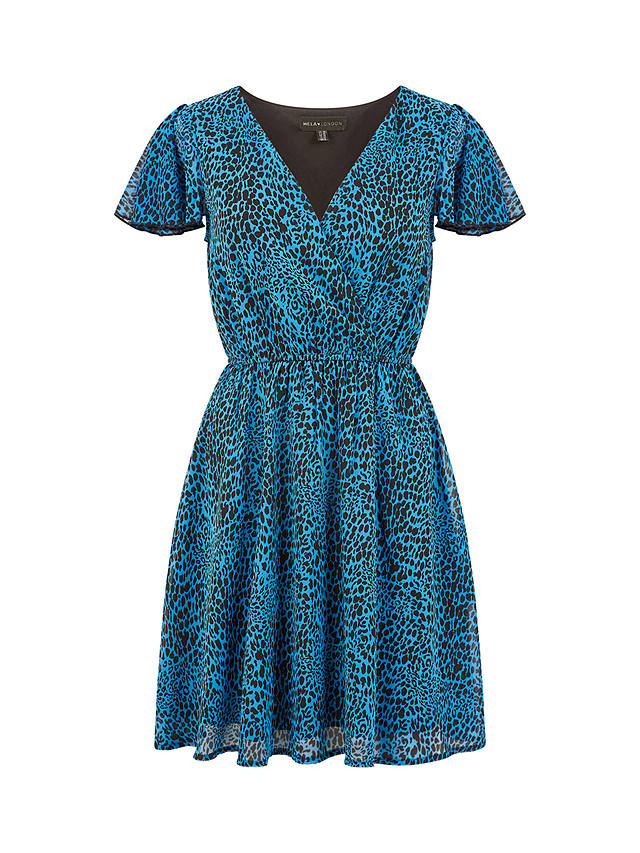 Mela London Leopard Skater Mini Dress, Blue