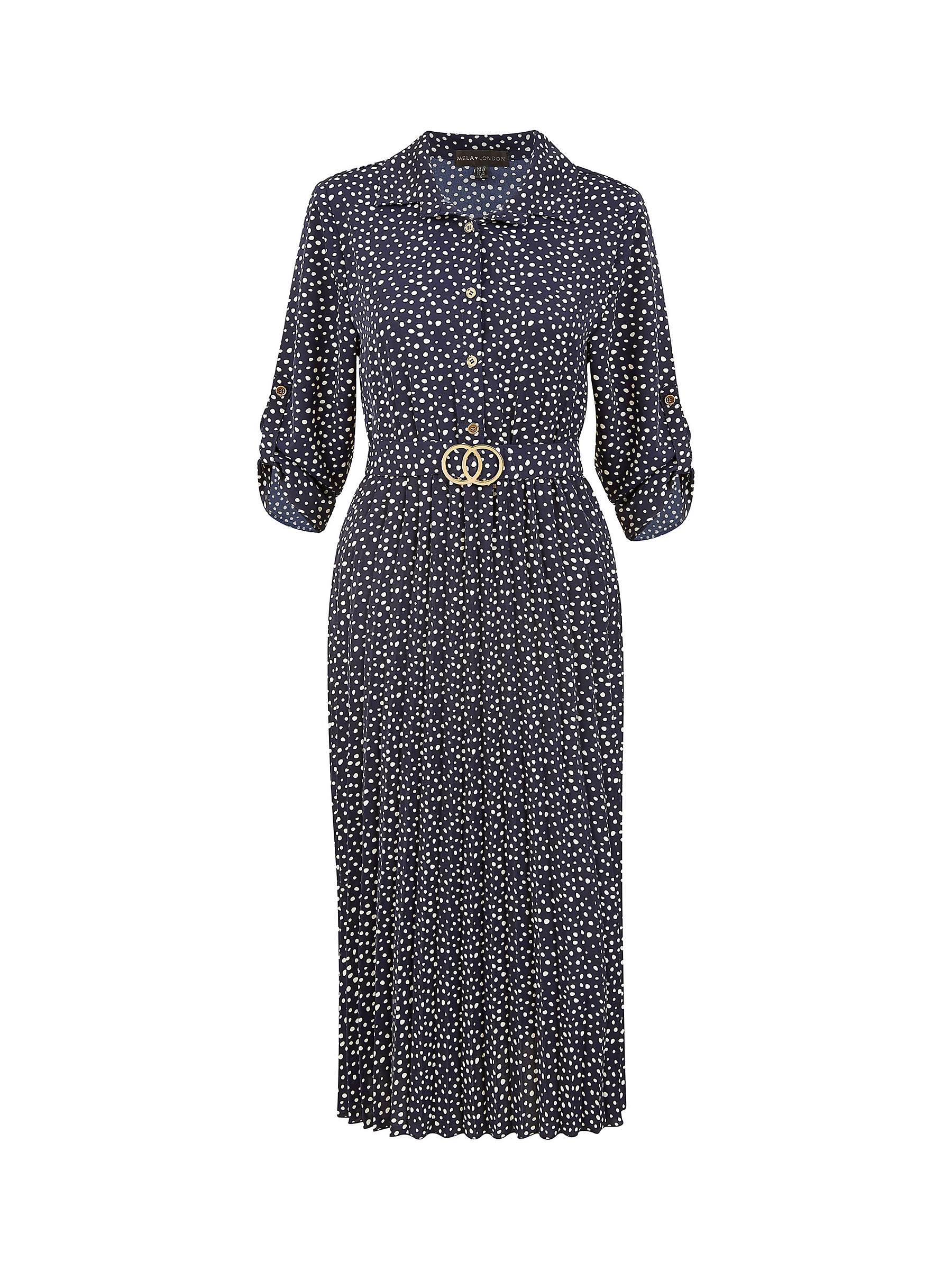 Buy Mela London Pleated Midi Dress, Navy Online at johnlewis.com
