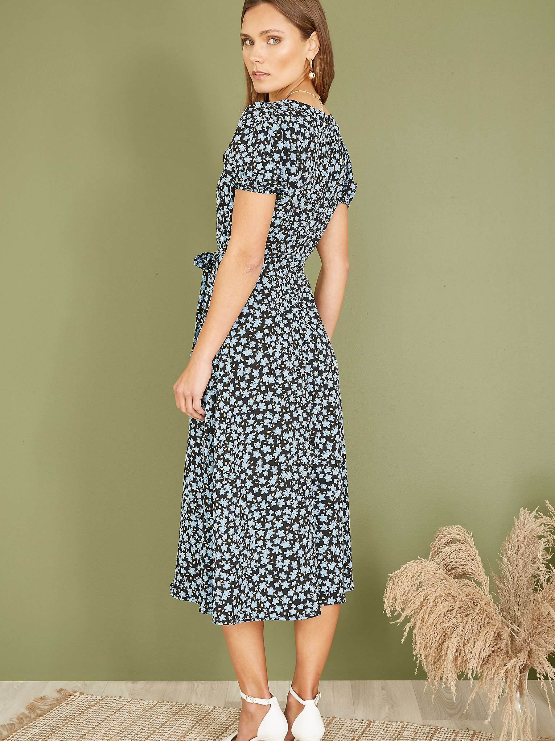 Buy Mela London Ditsy Floral Print Midi Shirt Dress, Blue/Multi Online at johnlewis.com